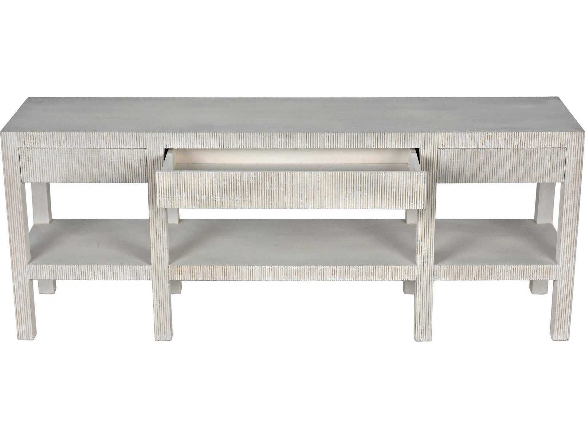 Noir Rectangular Wood White Wash Console Table