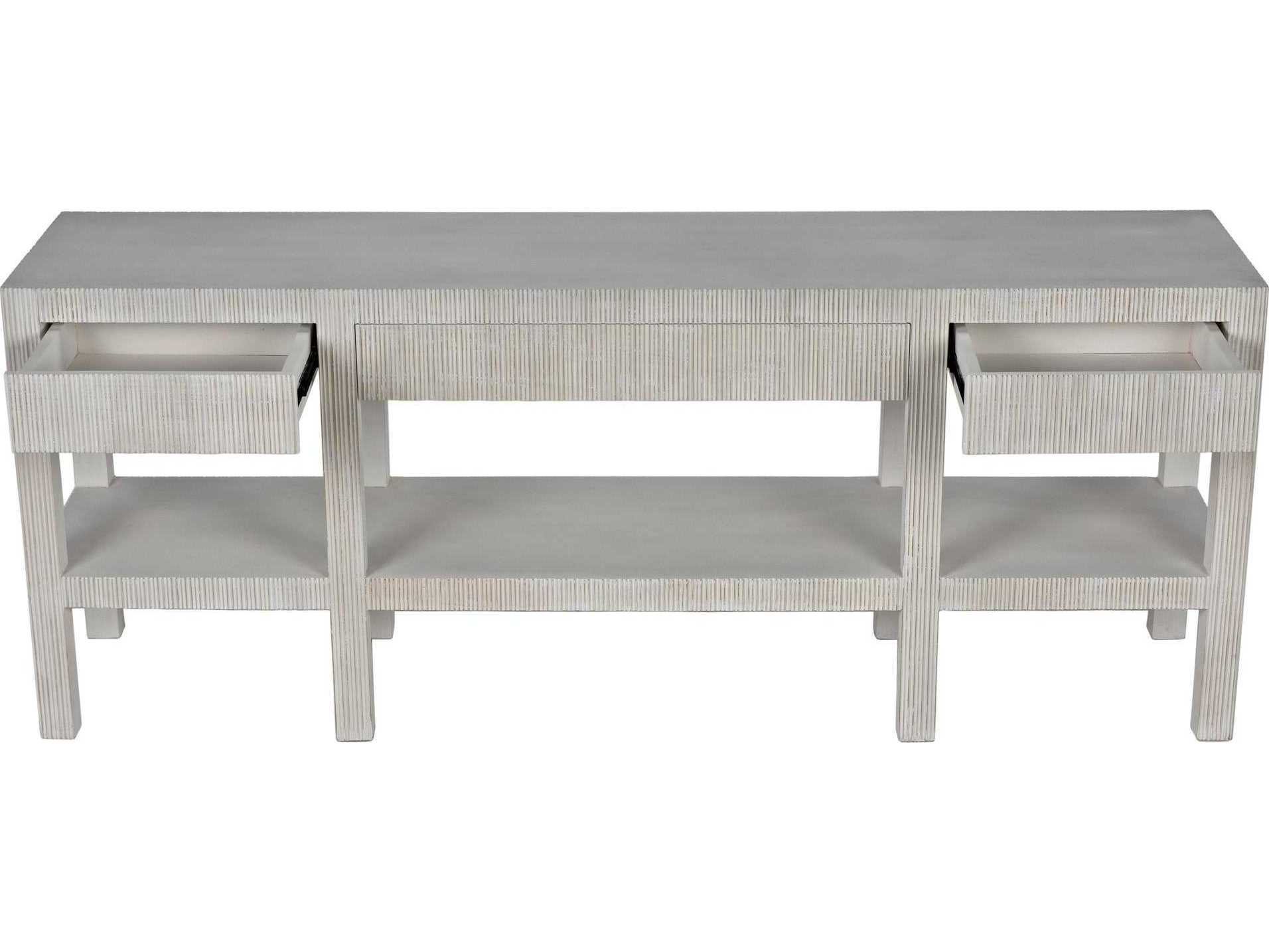 Noir Rectangular Wood White Wash Console Table