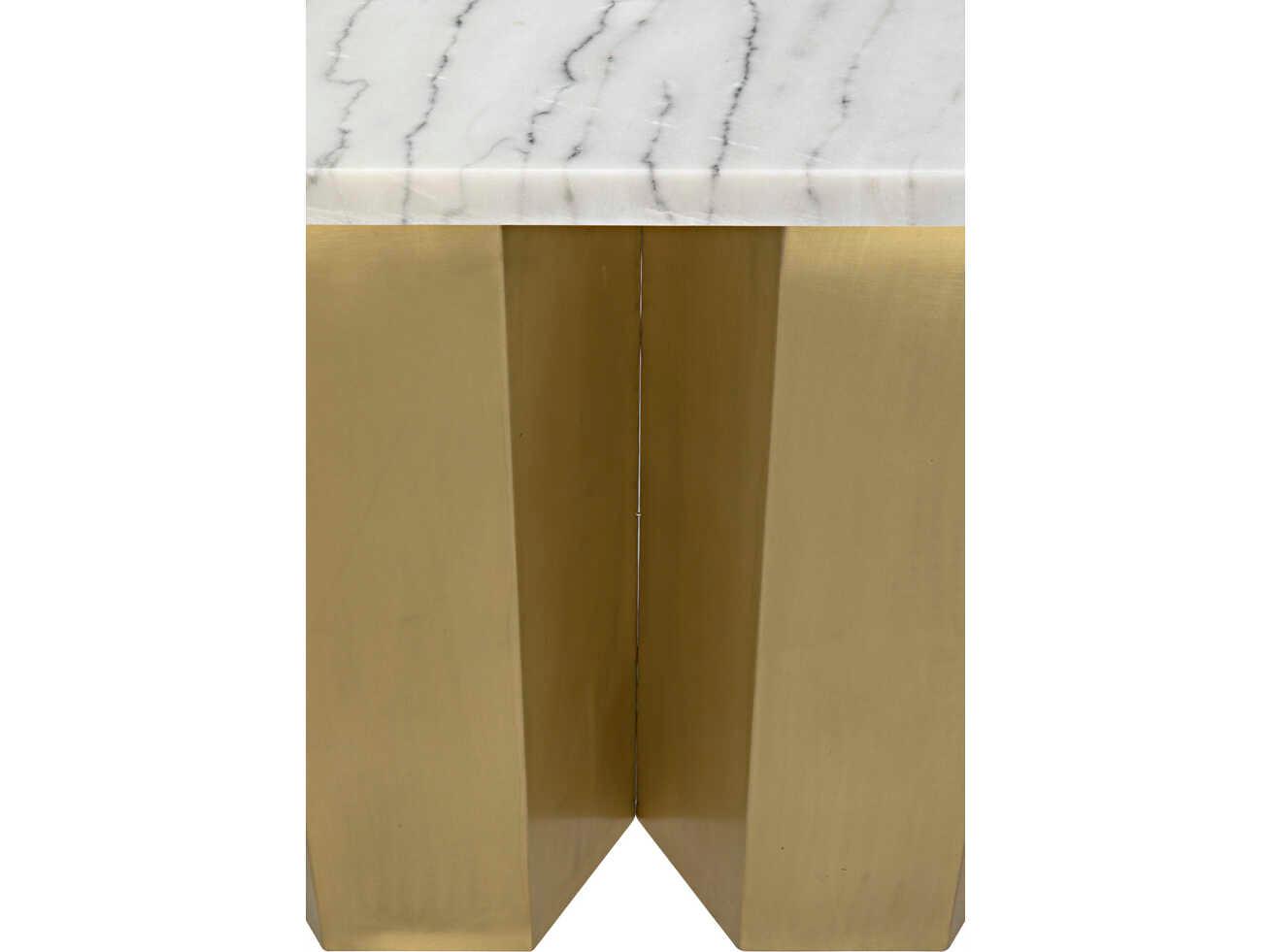 Noir Living Room Accents Rectangular Stone Antique Brass Console Table