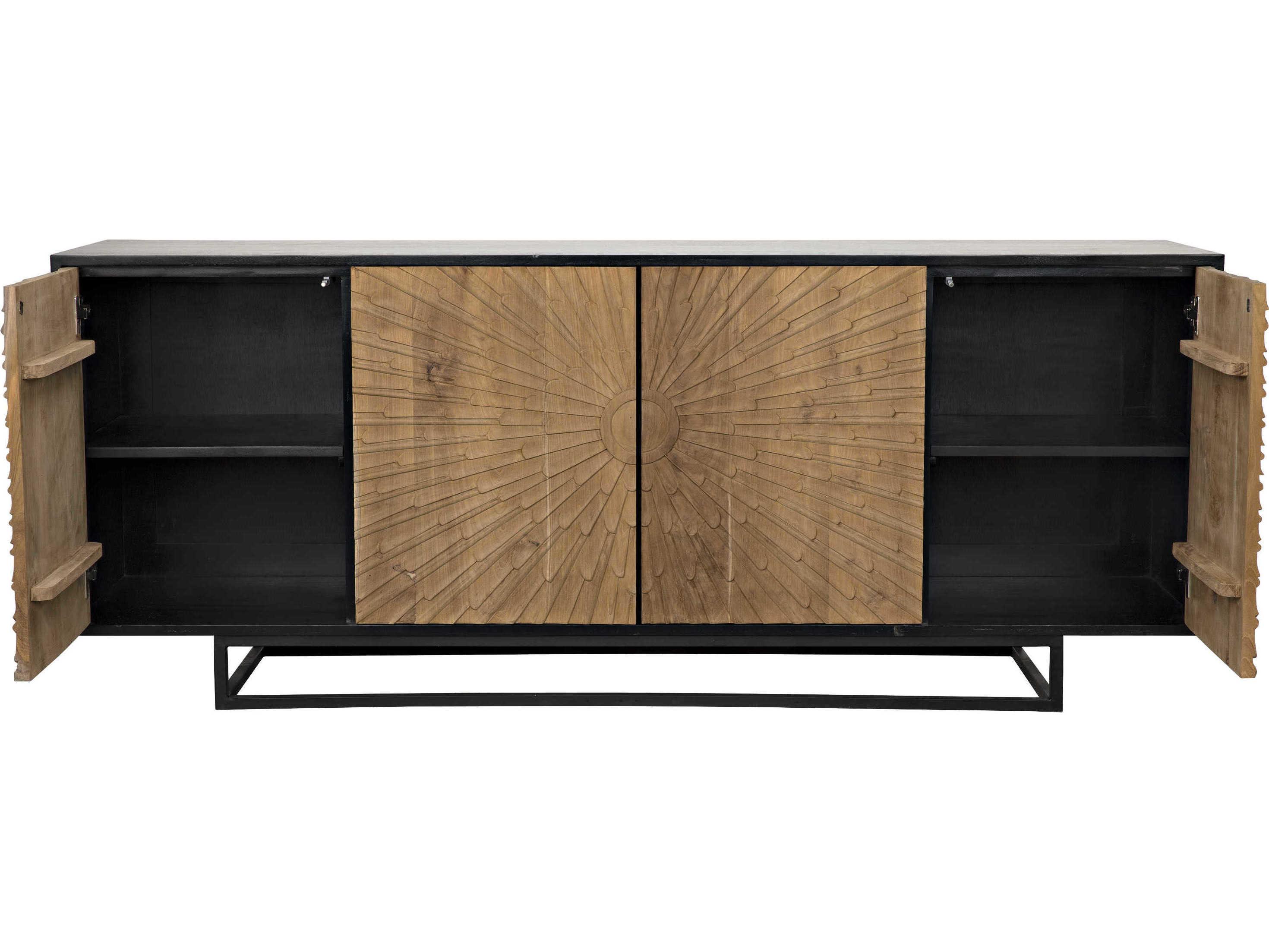 Noir 76" Mahogany Wood Hand Rubbed Black Sideboard