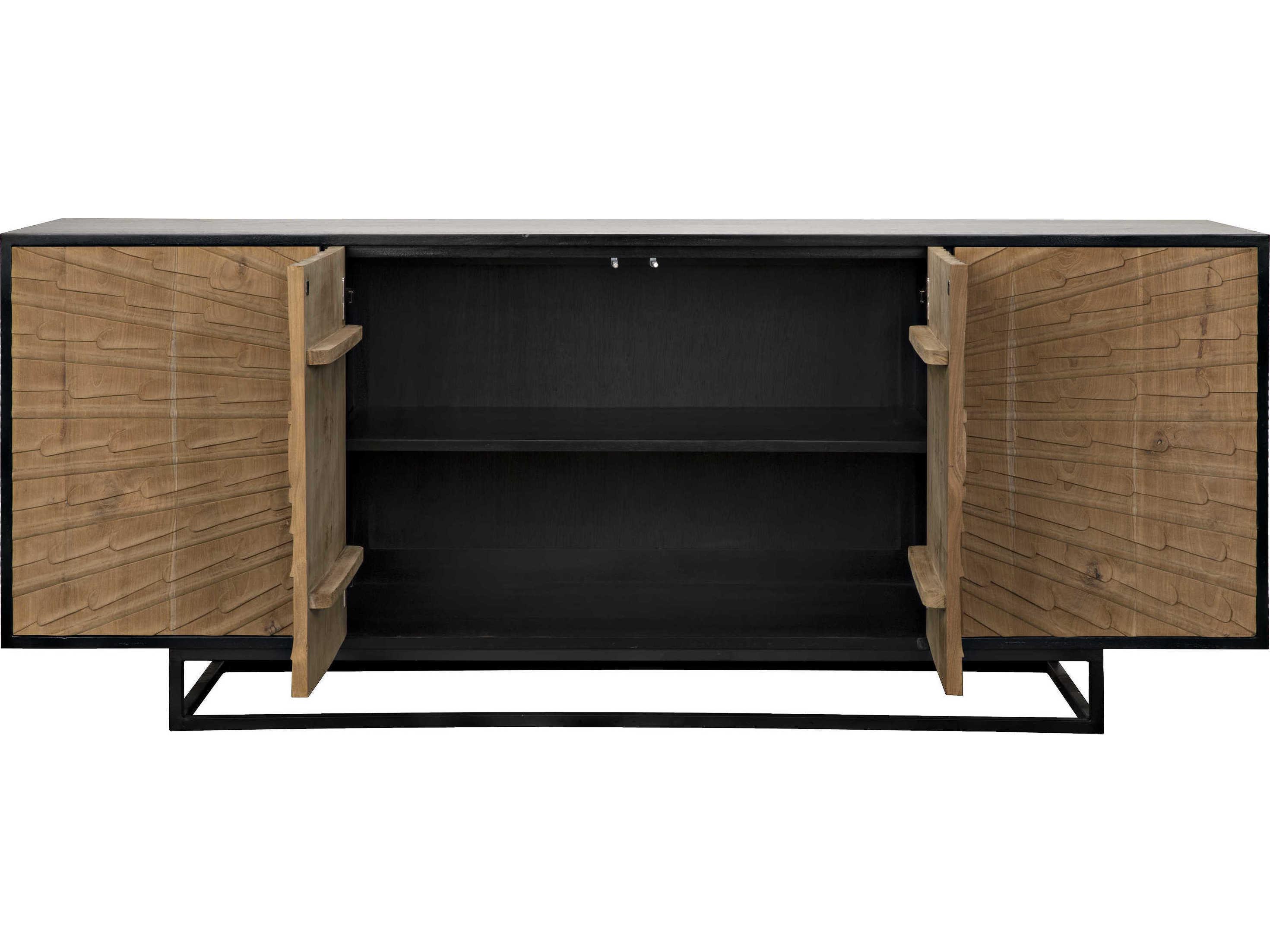 Noir 76" Mahogany Wood Hand Rubbed Black Sideboard