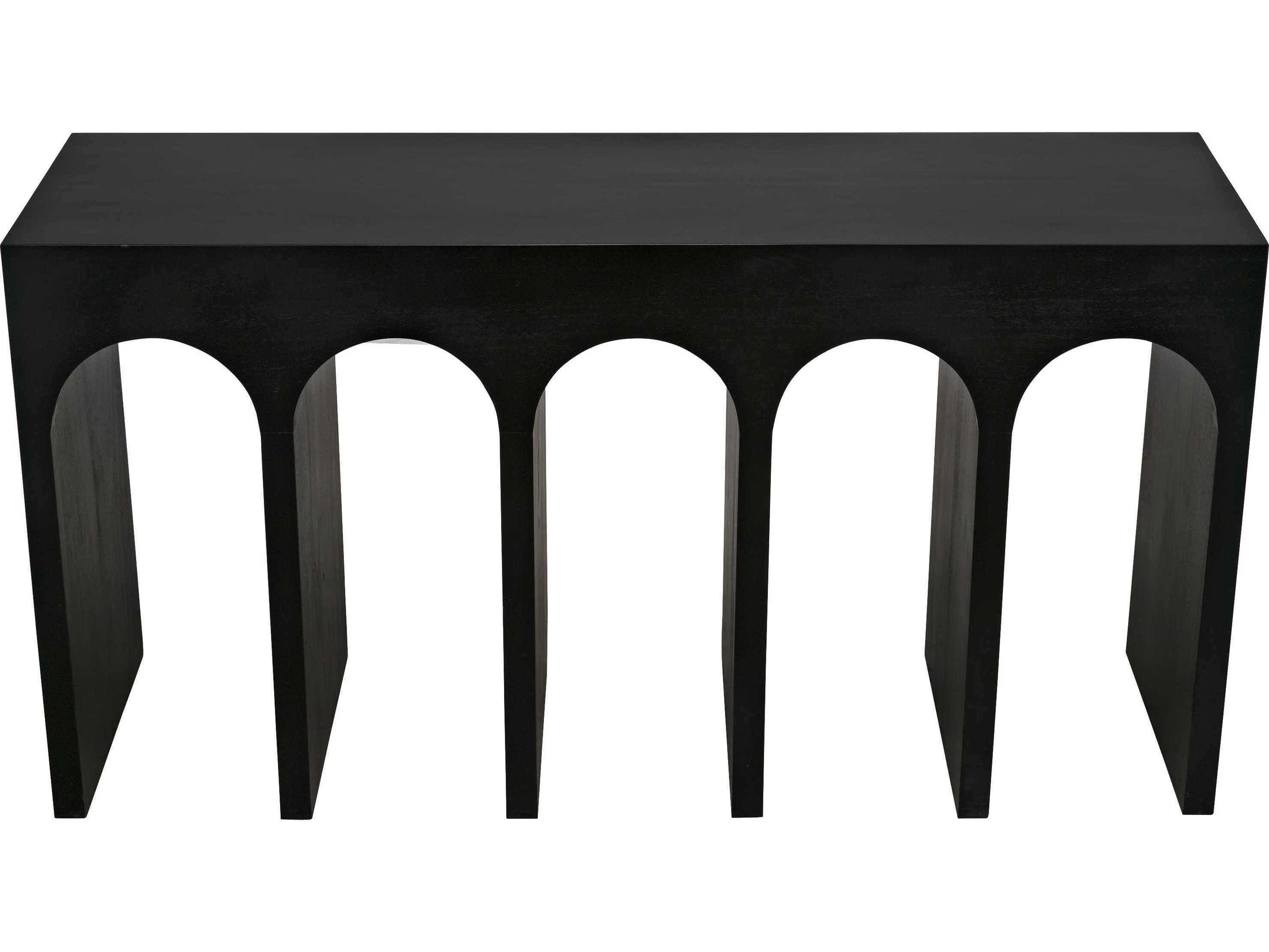 Noir Rectangular Wood Hand Rubbed Black Console Table