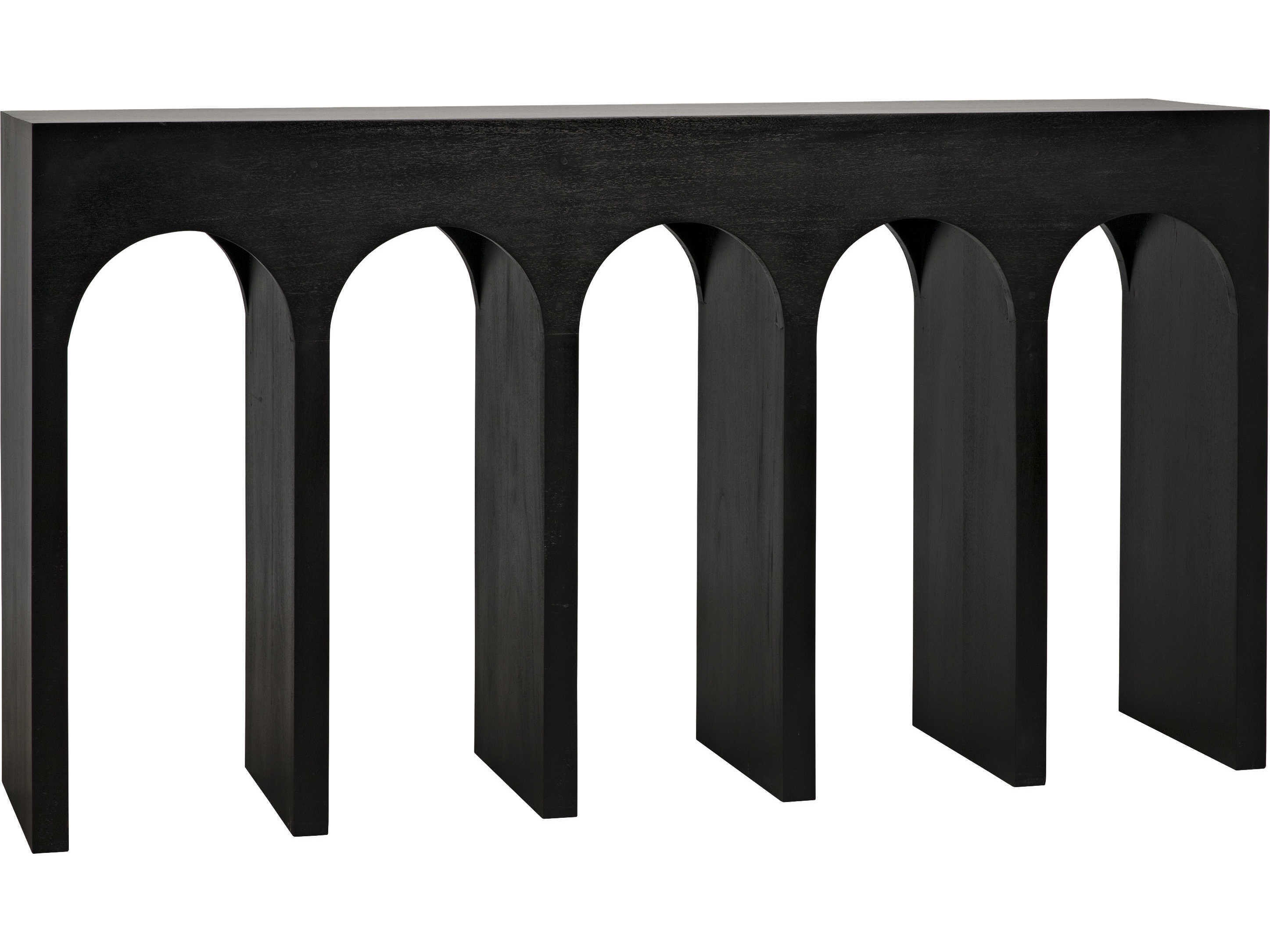 Noir Rectangular Wood Hand Rubbed Black Console Table