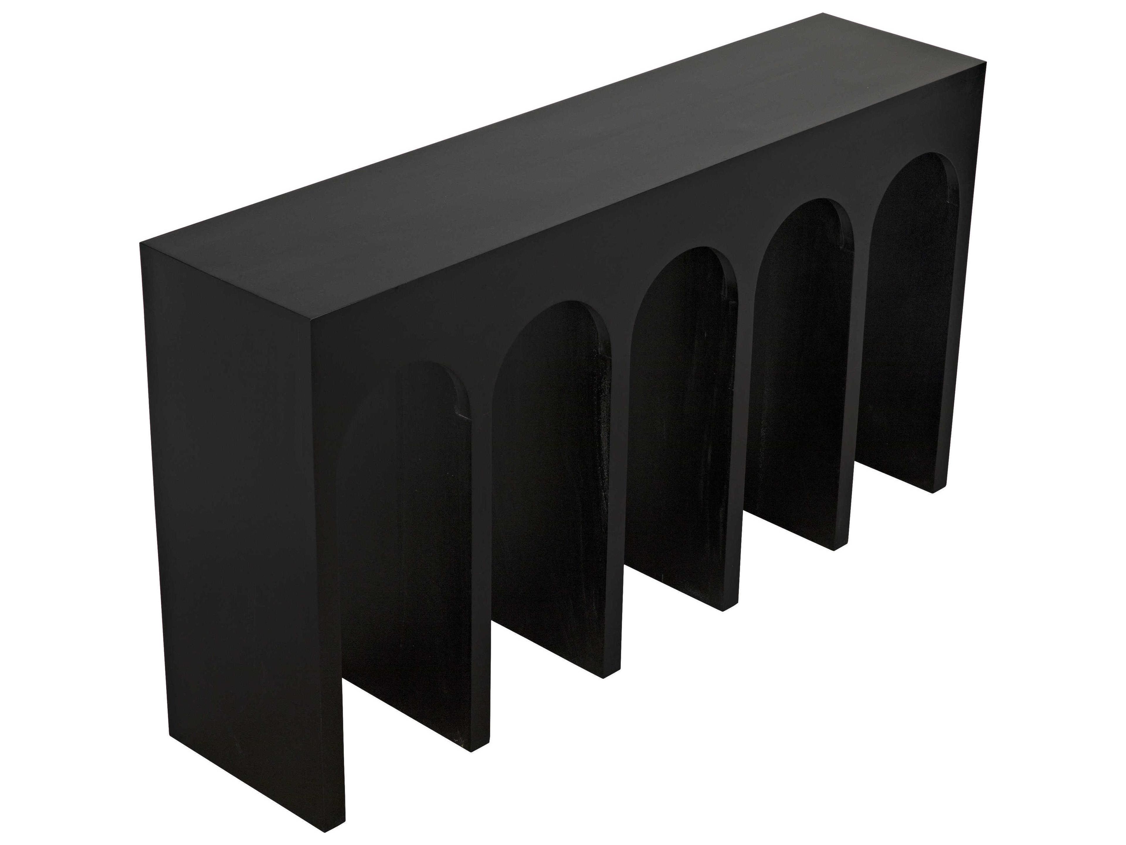 Noir Rectangular Wood Hand Rubbed Black Console Table