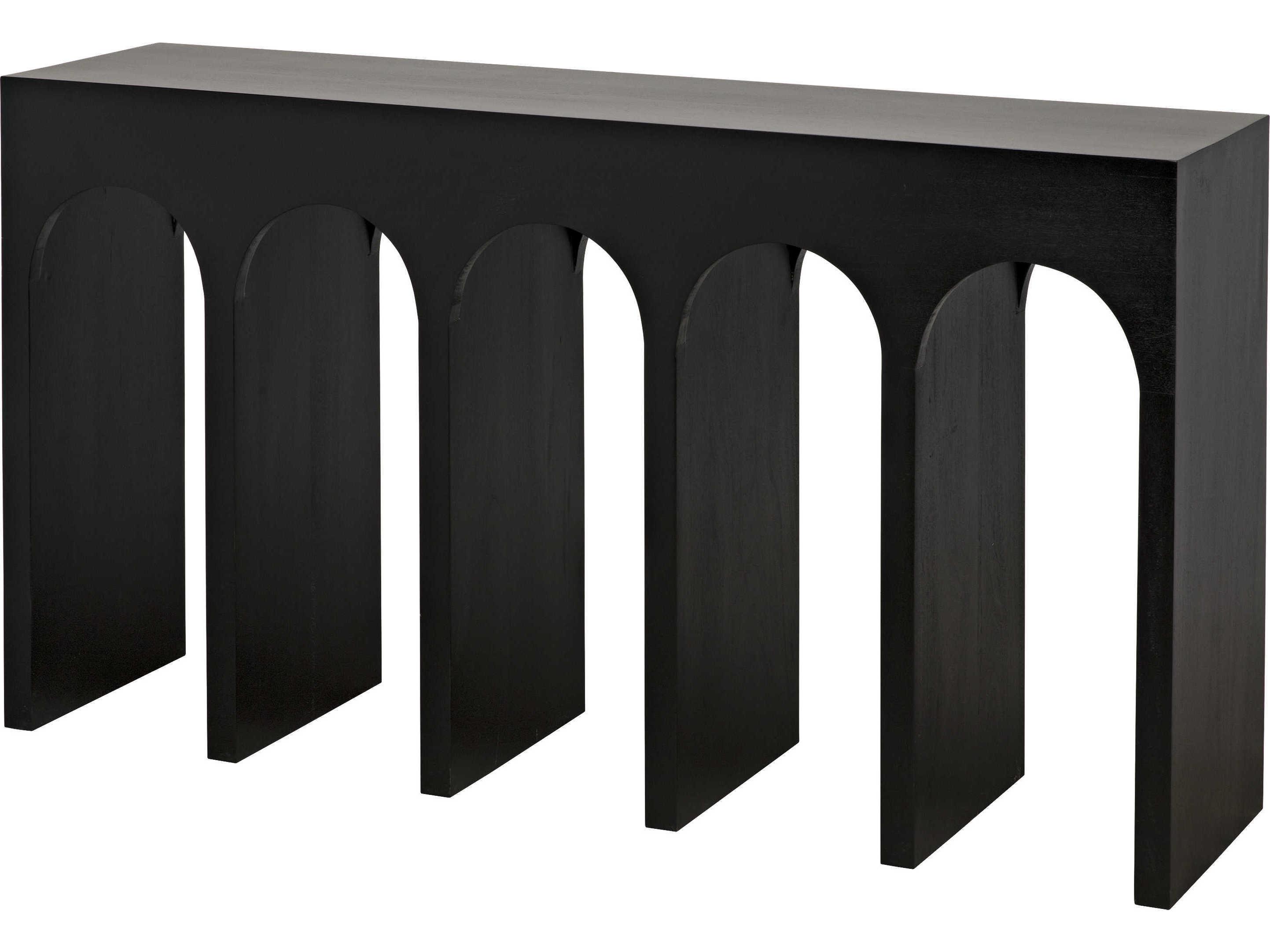 Noir Rectangular Wood Hand Rubbed Black Console Table