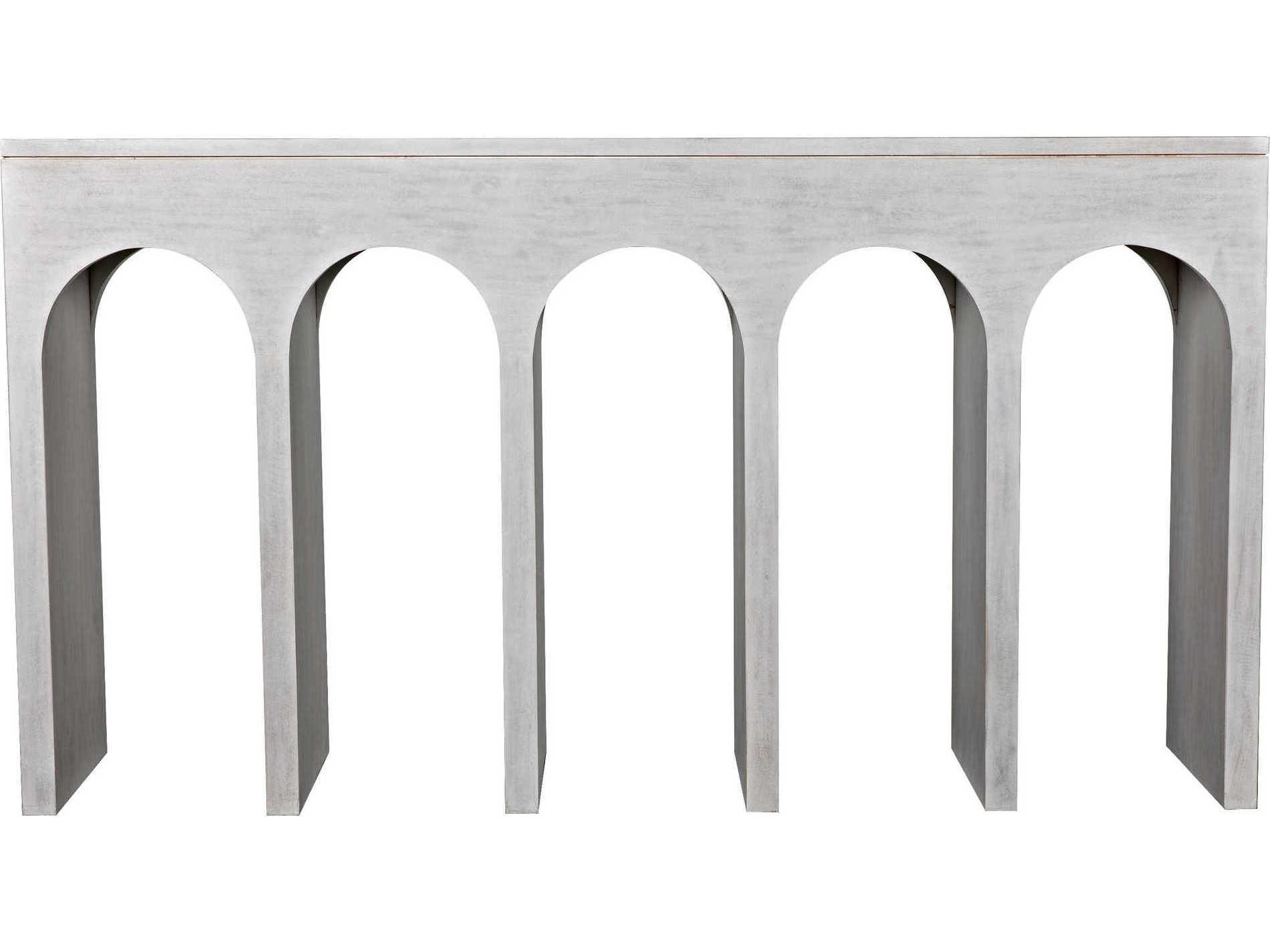 Noir Rectangular Wood White Wash Console Table