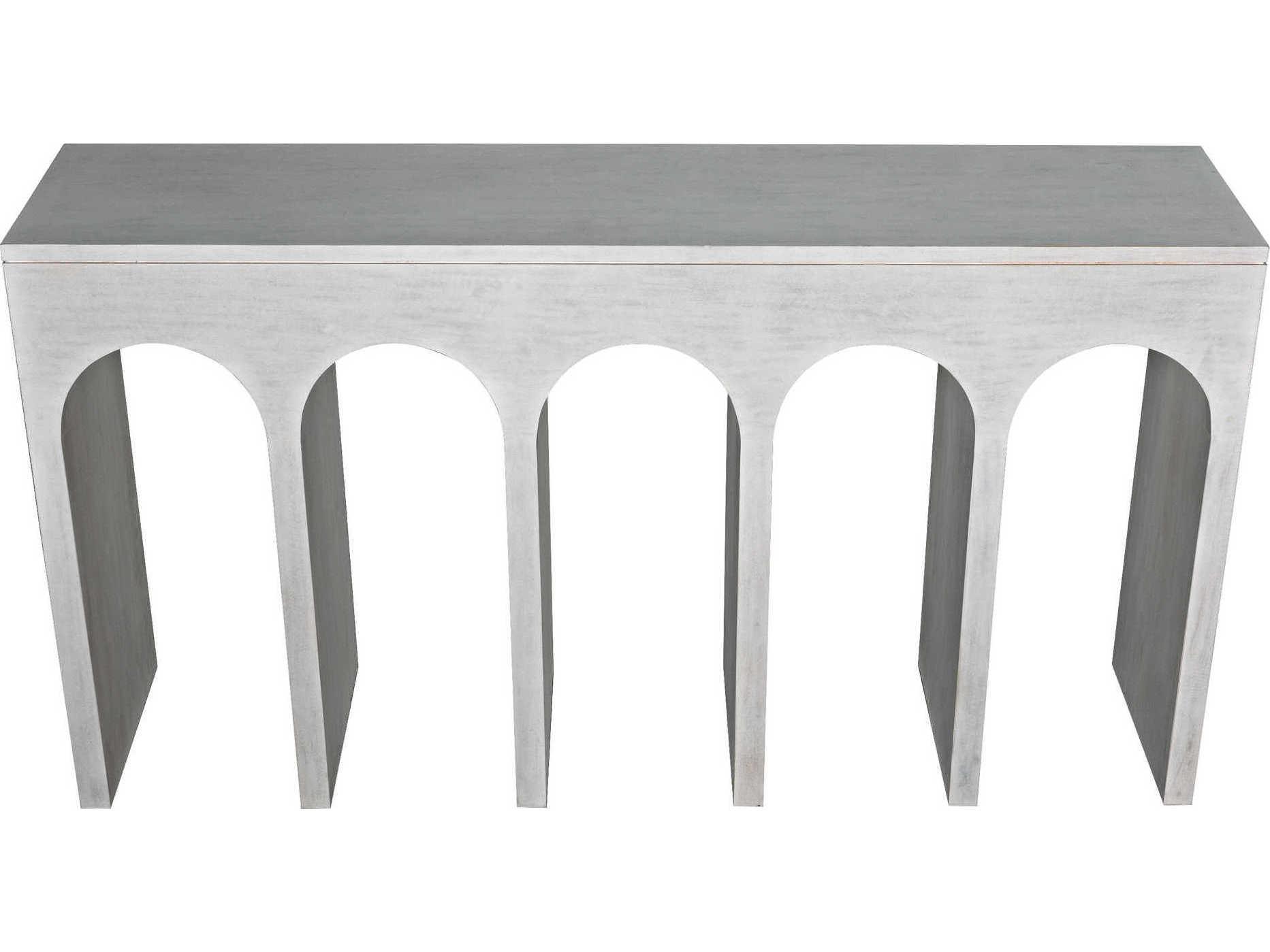 Noir Rectangular Wood White Wash Console Table