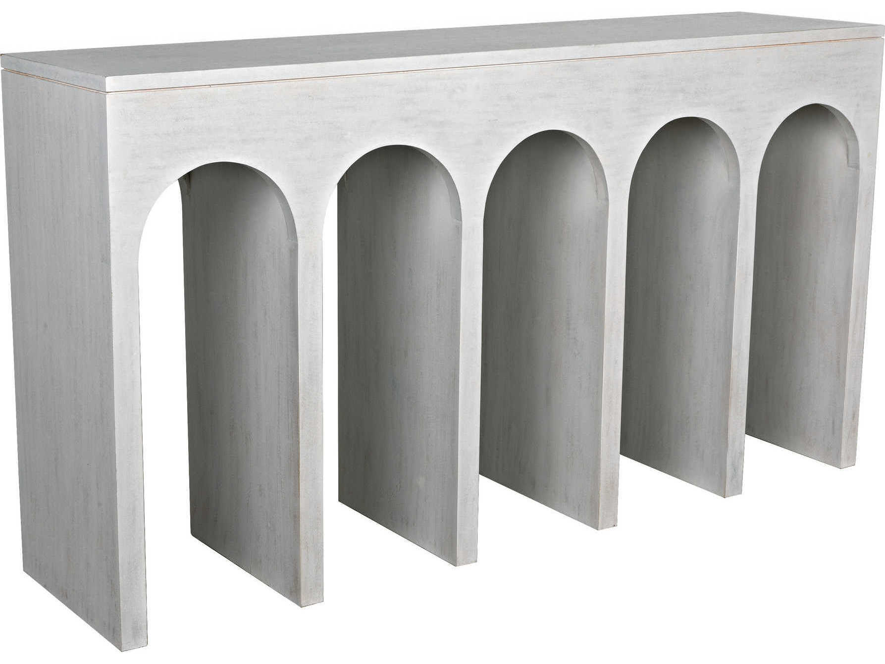 Noir Rectangular Wood White Wash Console Table