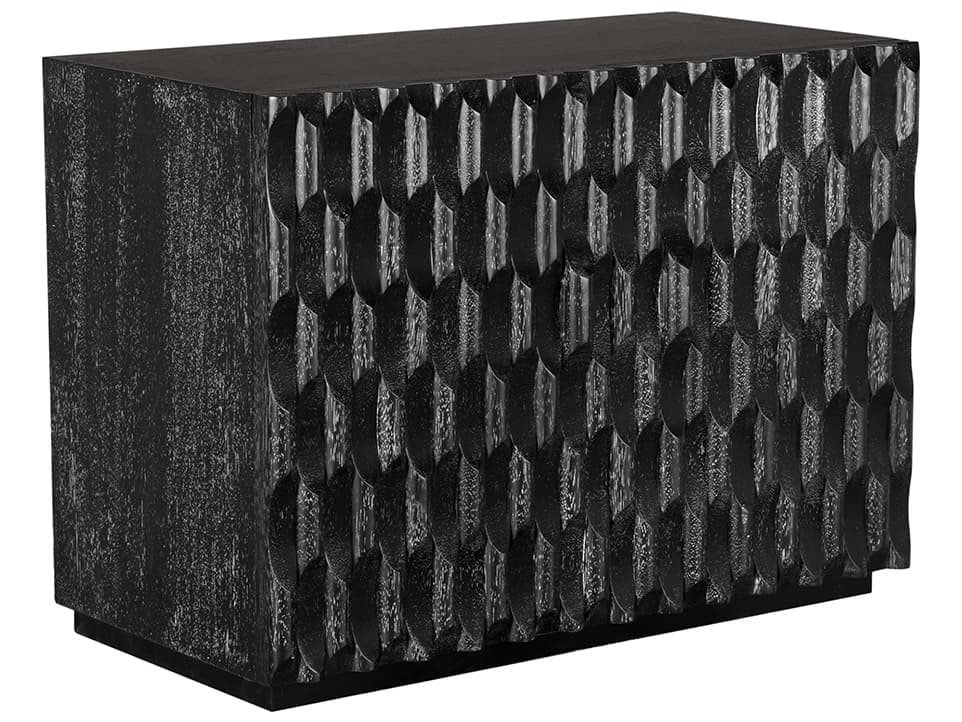 Noir Alameda 43" Walnut Wood Black Sideboard