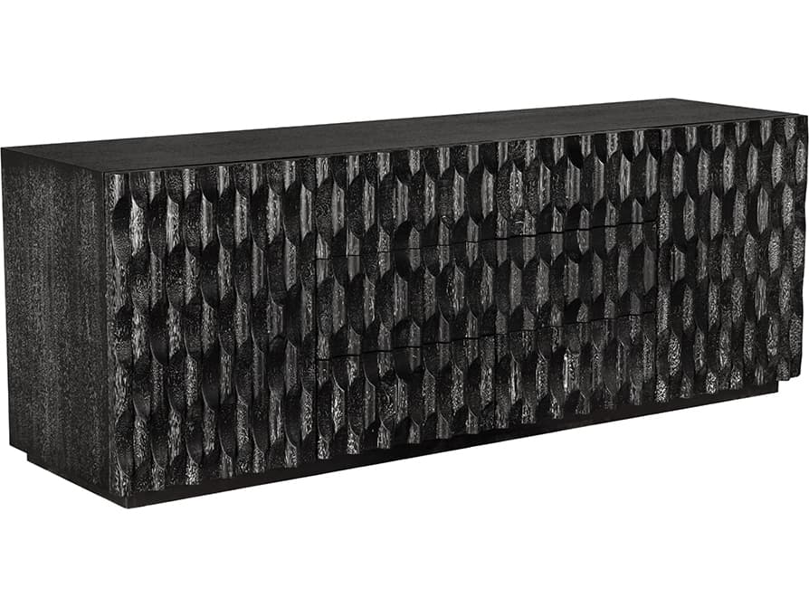 Noir Alameda 81" Walnut Wood Black Sideboard