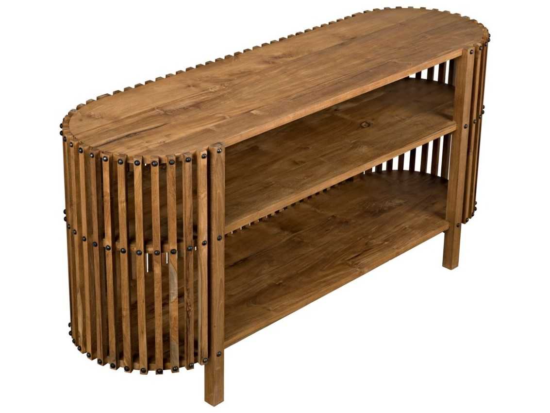 Noir Oval Wood Teak Console Table