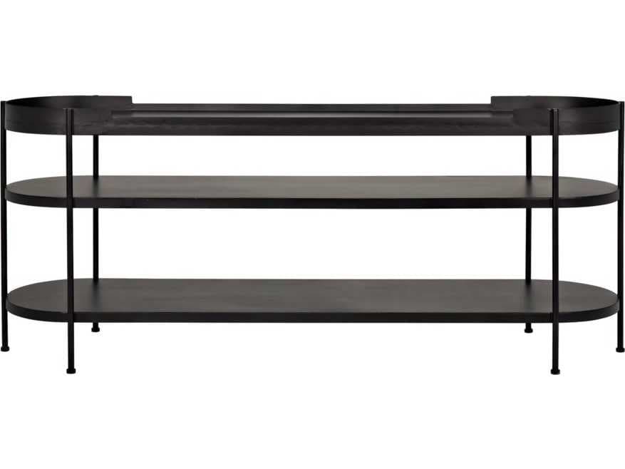 Noir Oval Metal Black Console Table