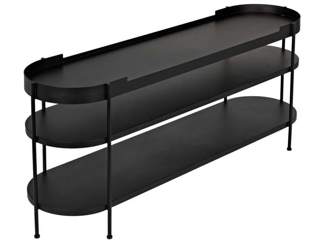 Noir Oval Metal Black Console Table