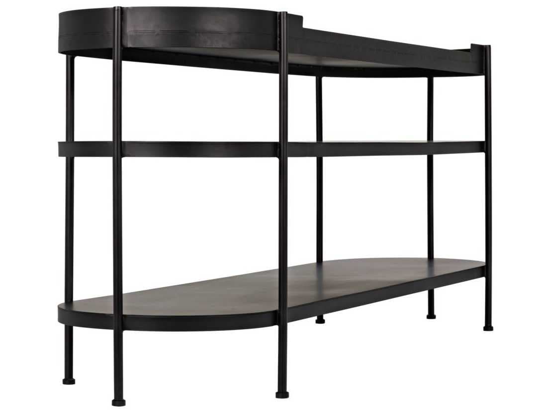 Noir Oval Metal Black Console Table