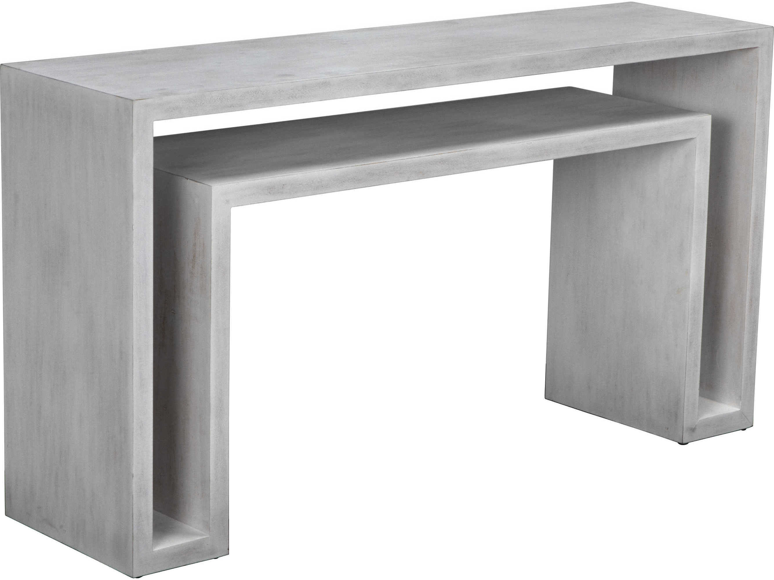 Noir Rectangular Wood White Wash Console Table