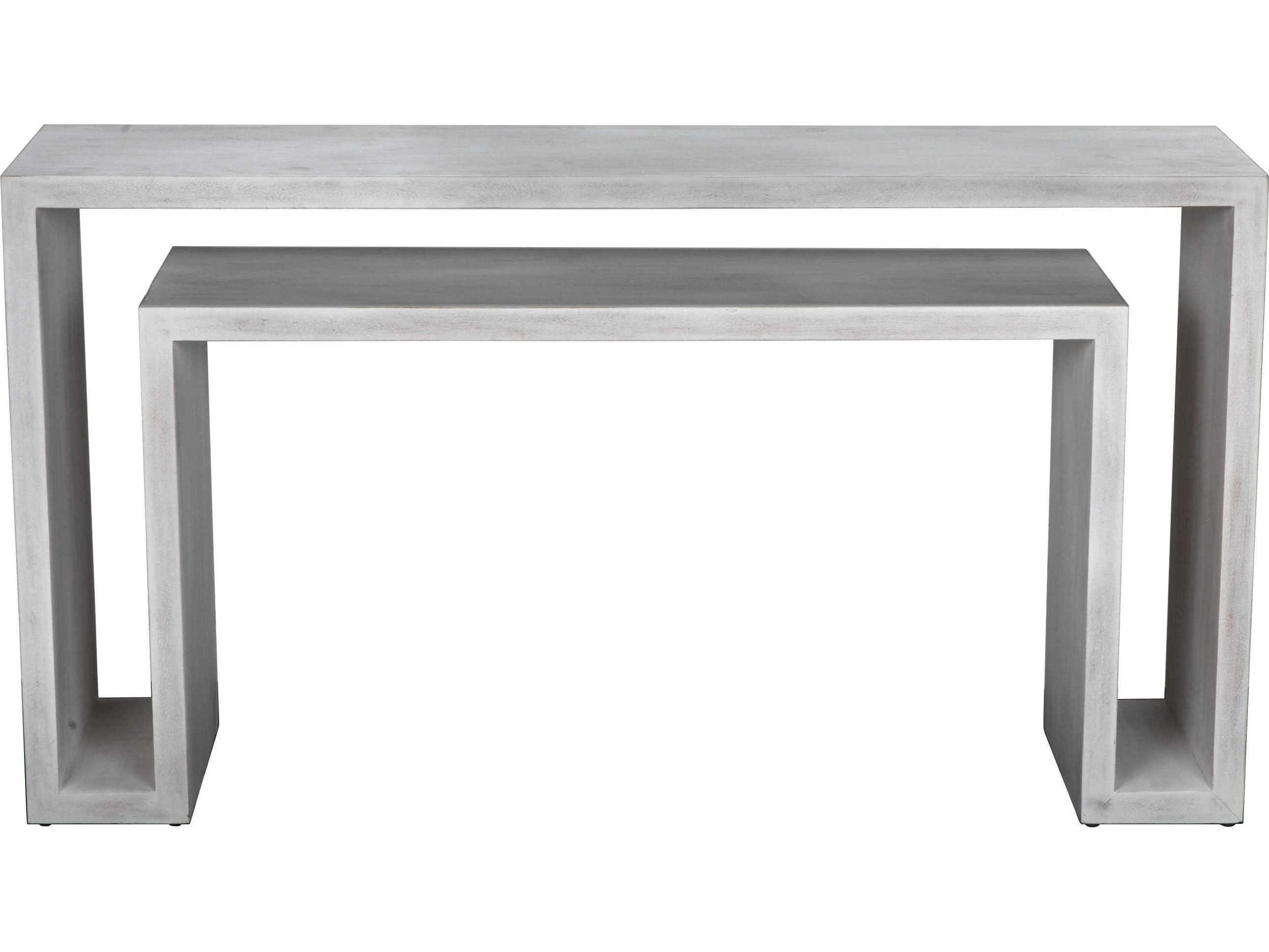 Noir Rectangular Wood White Wash Console Table