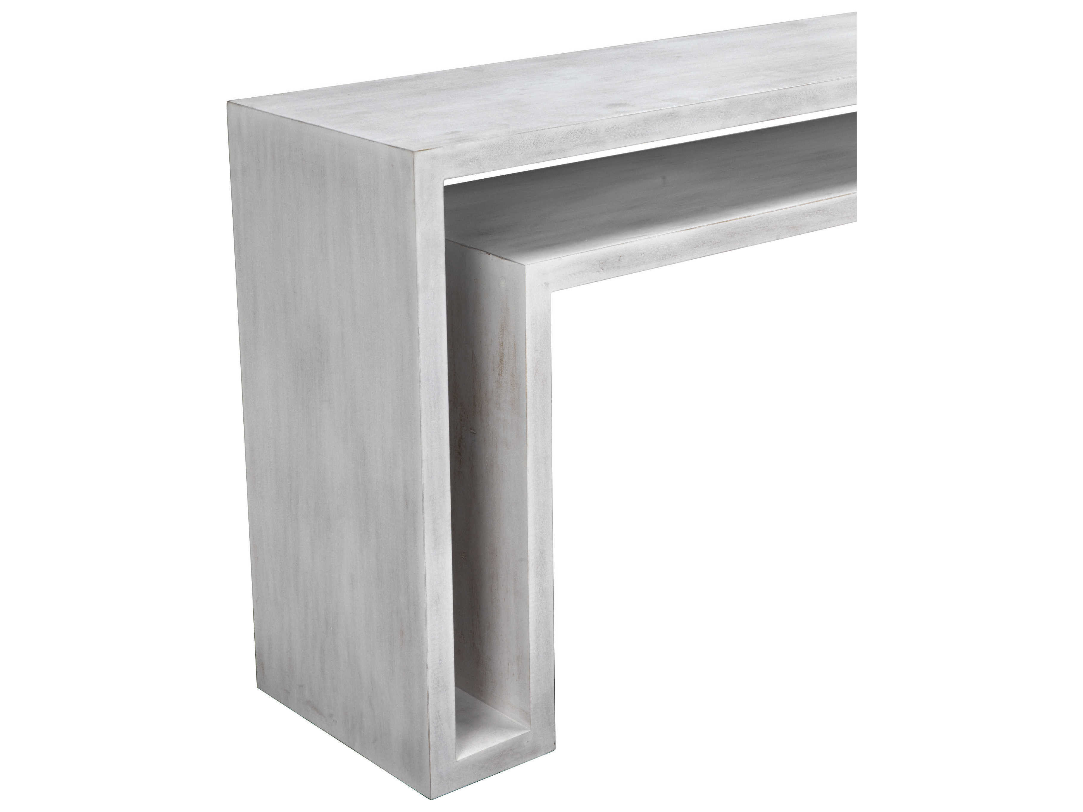 Noir Rectangular Wood White Wash Console Table