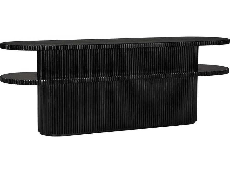 Noir Parker Oval Wood Hand Rubbed Black Console Table