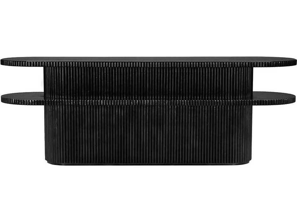 Noir Parker Oval Wood Hand Rubbed Black Console Table