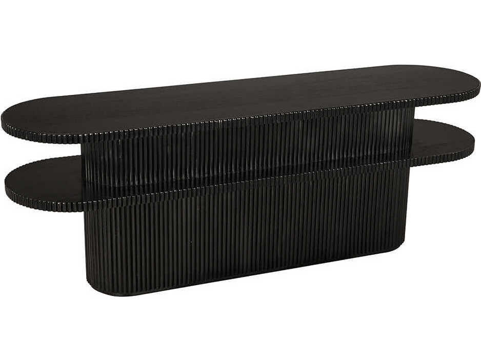 Noir Parker Oval Wood Hand Rubbed Black Console Table