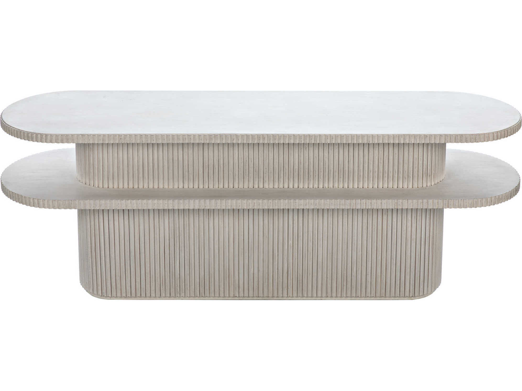 Noir Oval Wood White Wash Console Table