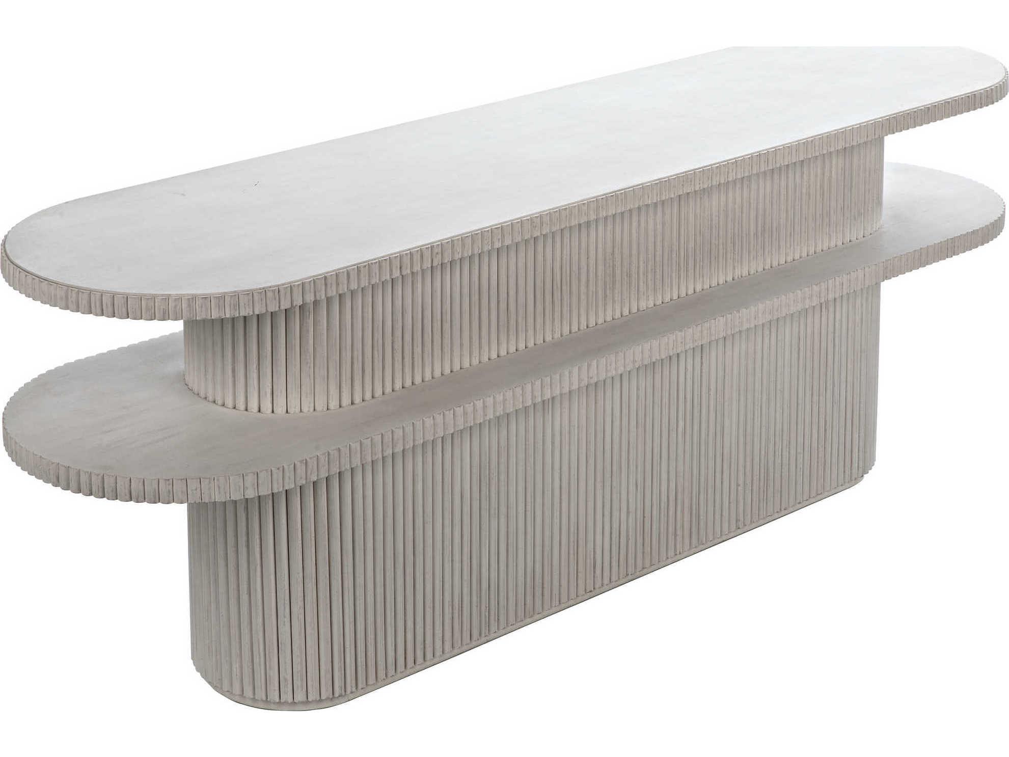 Noir Oval Wood White Wash Console Table