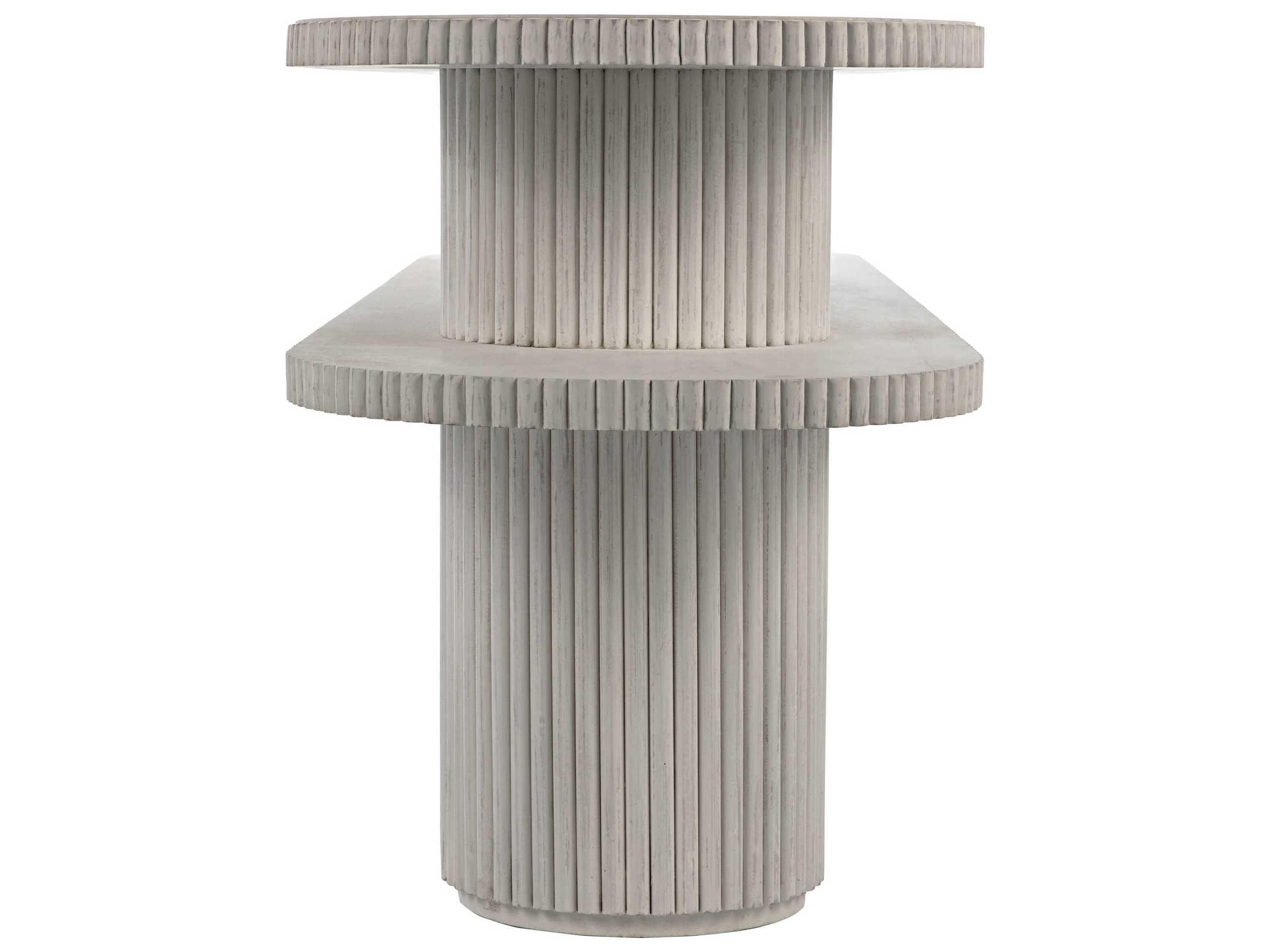 Noir Oval Wood White Wash Console Table