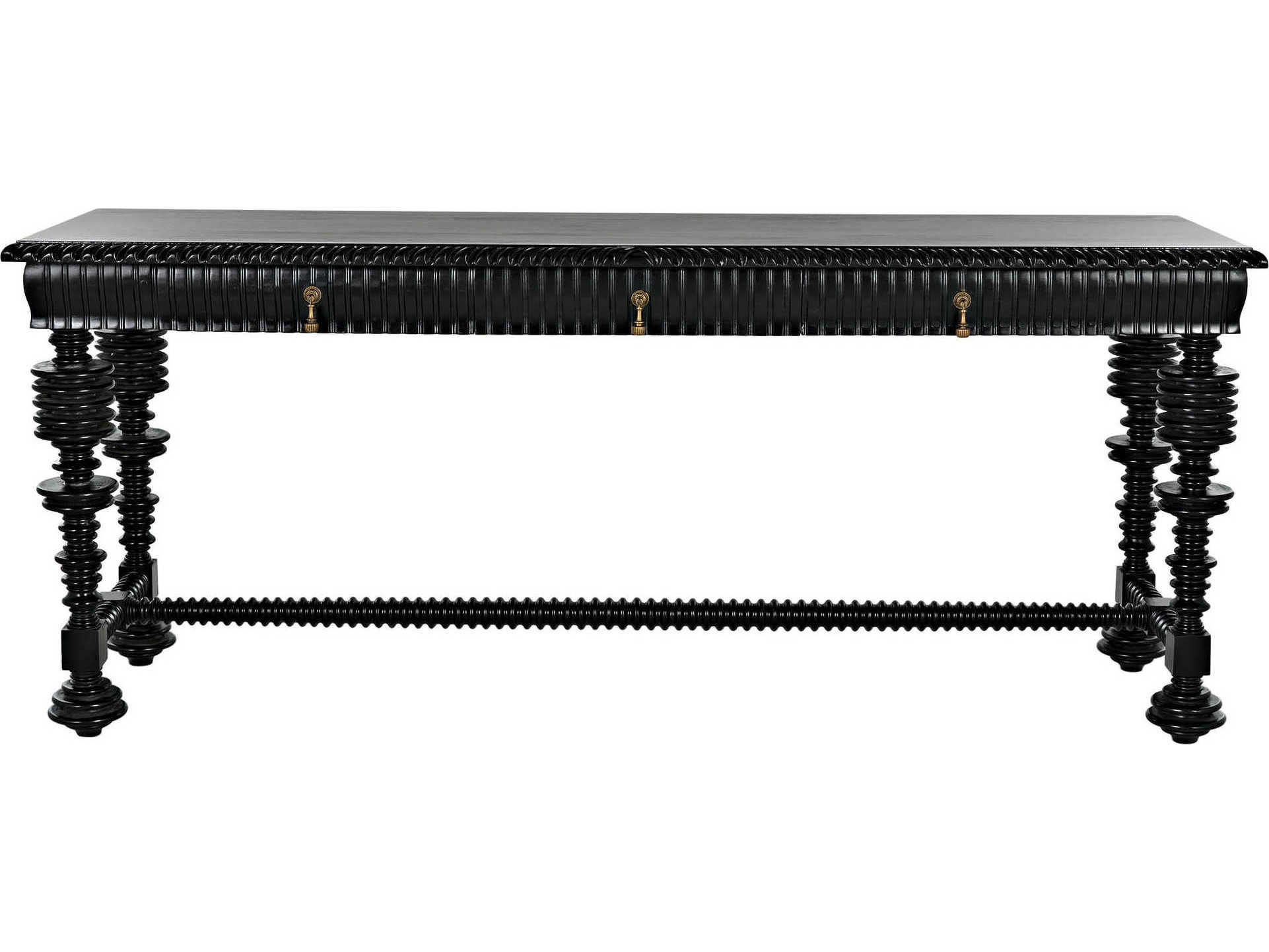 Noir Rectangular Wood Hand Rubbed Black Console Table