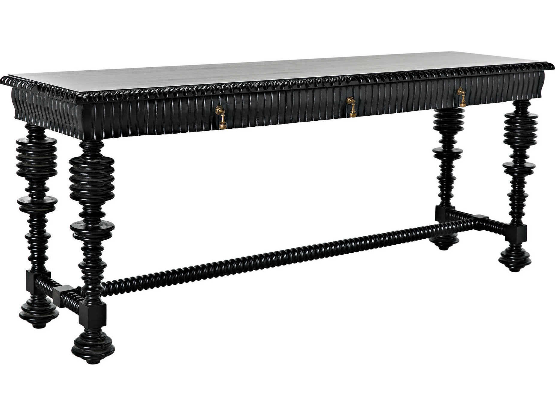 Noir Rectangular Wood Hand Rubbed Black Console Table