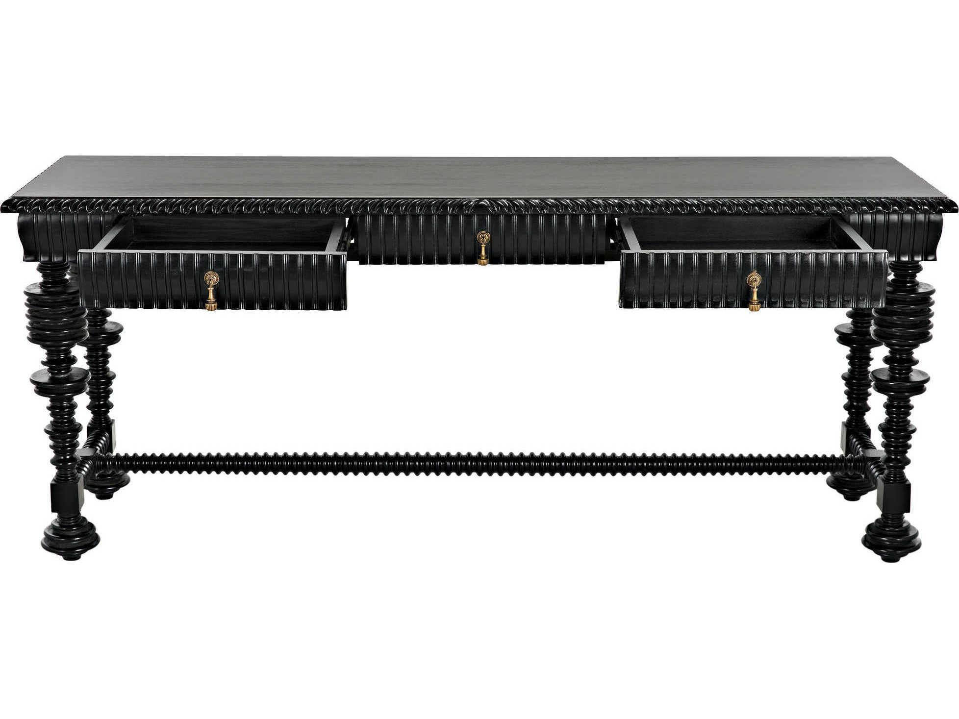 Noir Rectangular Wood Hand Rubbed Black Console Table