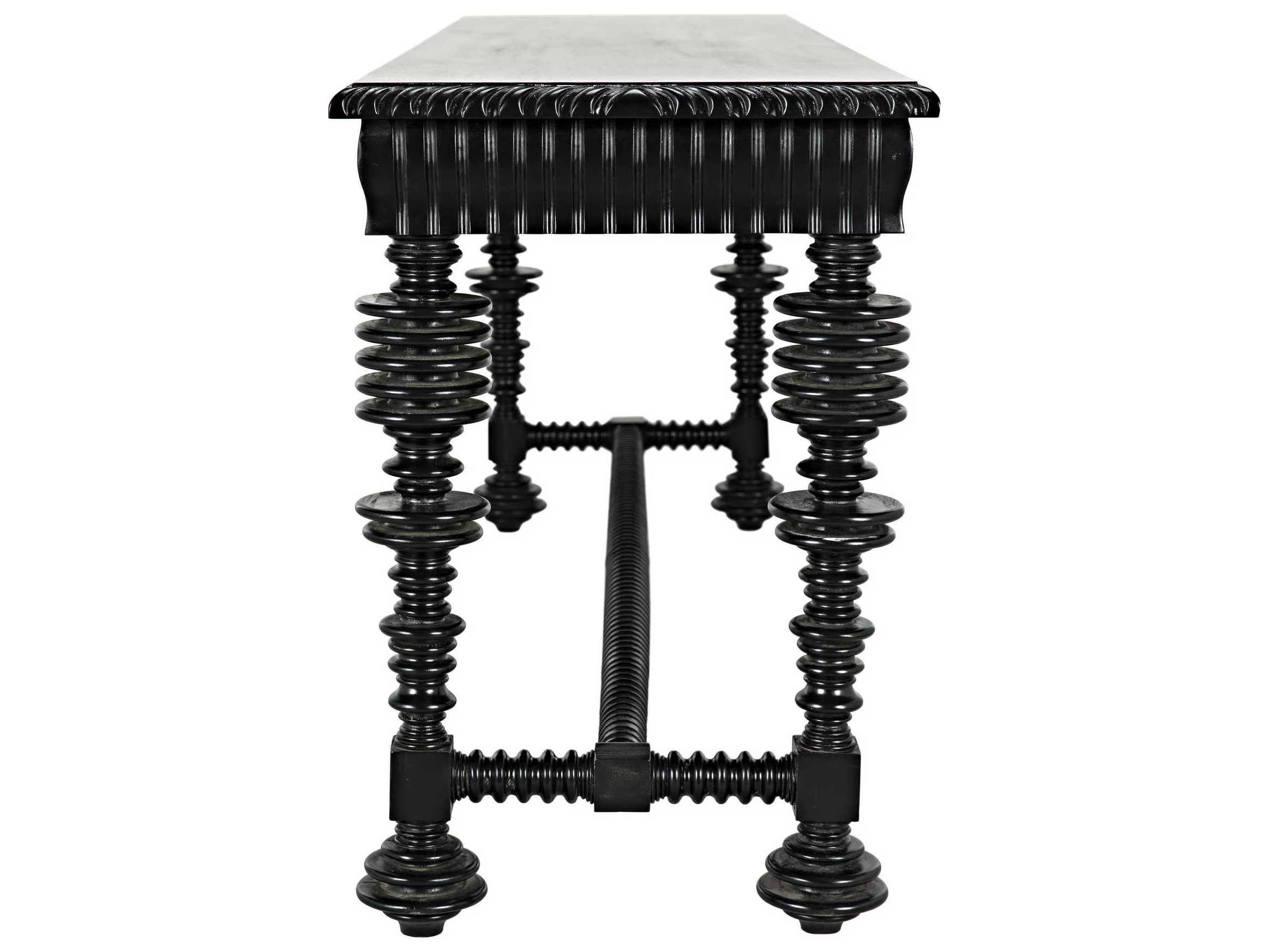 Noir Rectangular Wood Hand Rubbed Black Console Table