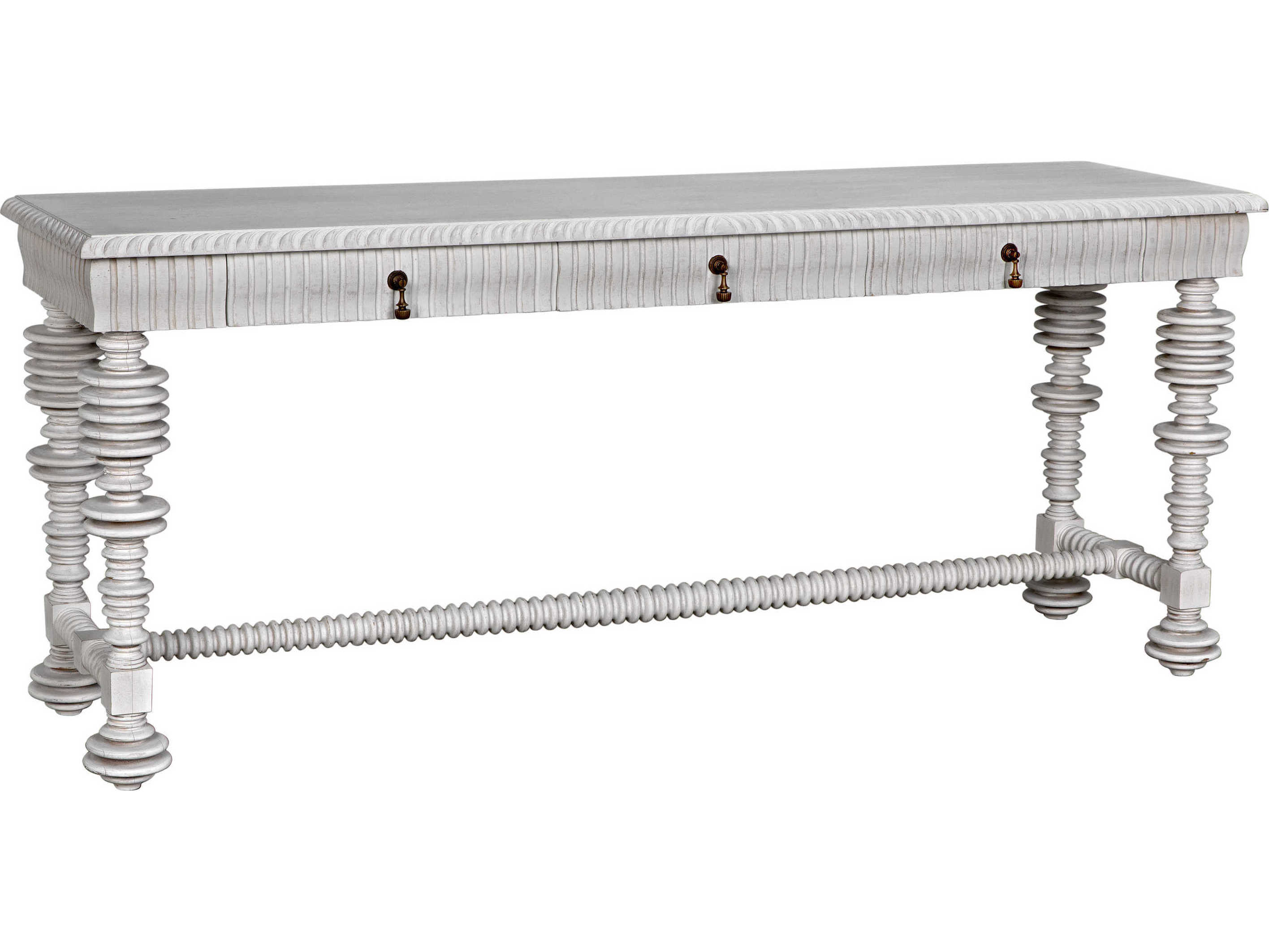 Noir Rectangular Wood White Wash Console Table