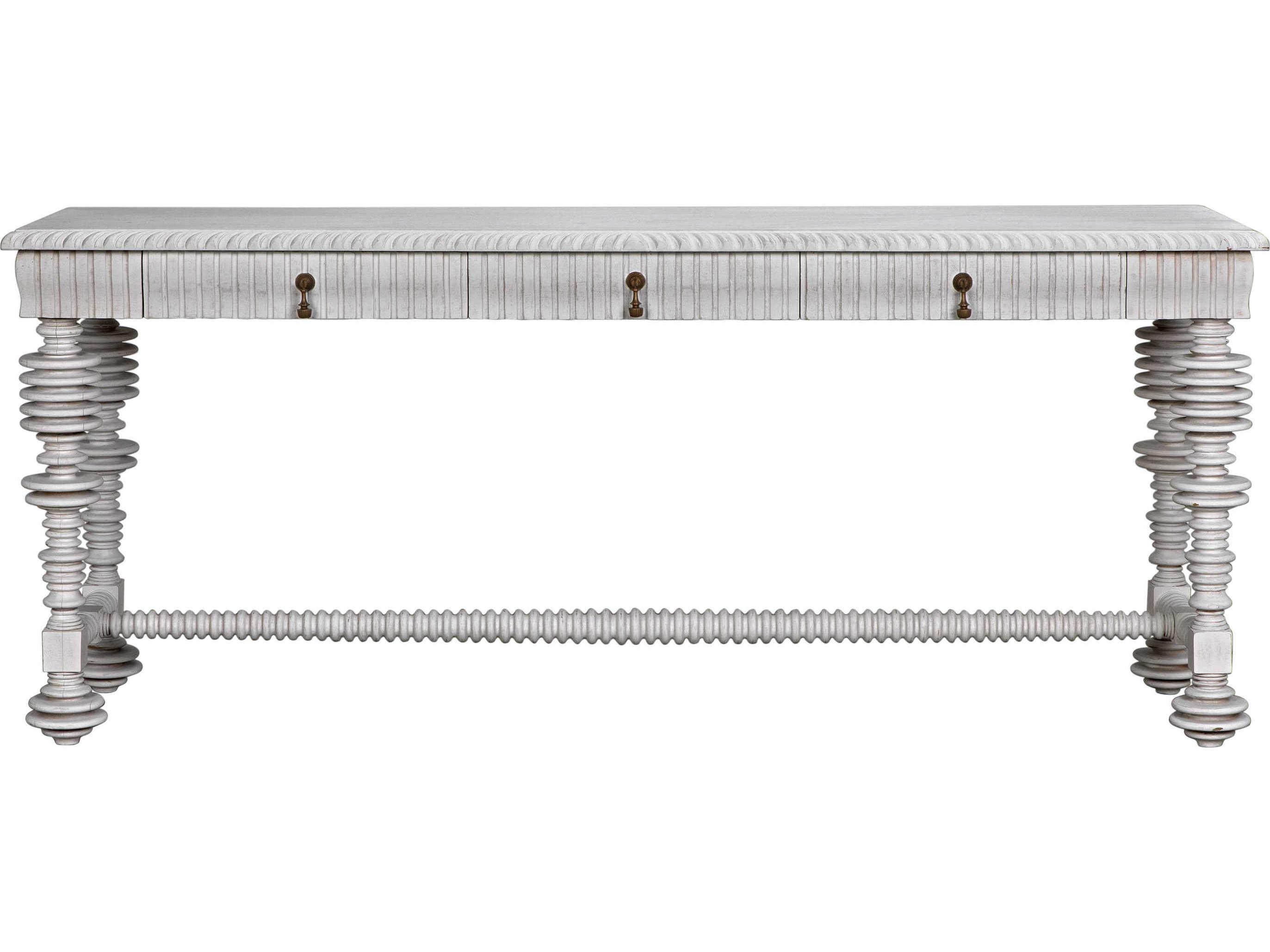 Noir Rectangular Wood White Wash Console Table