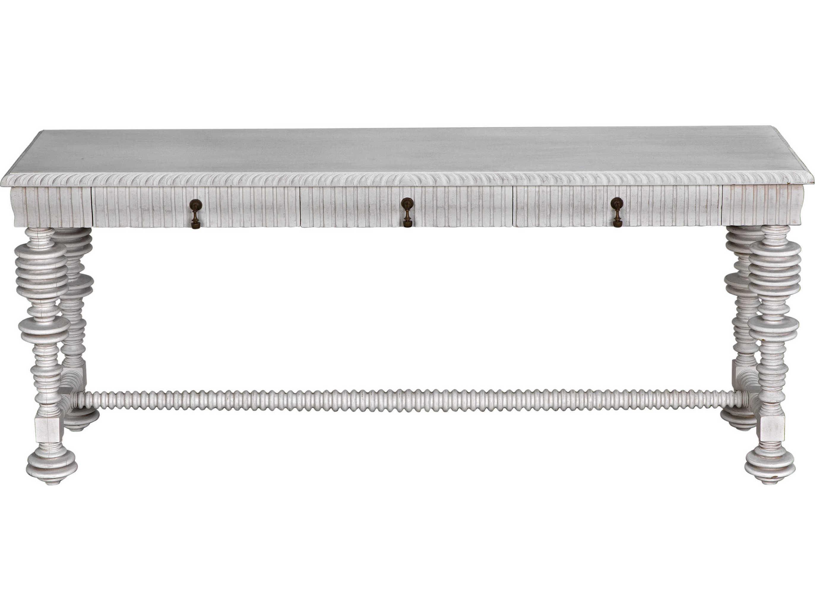 Noir Rectangular Wood White Wash Console Table