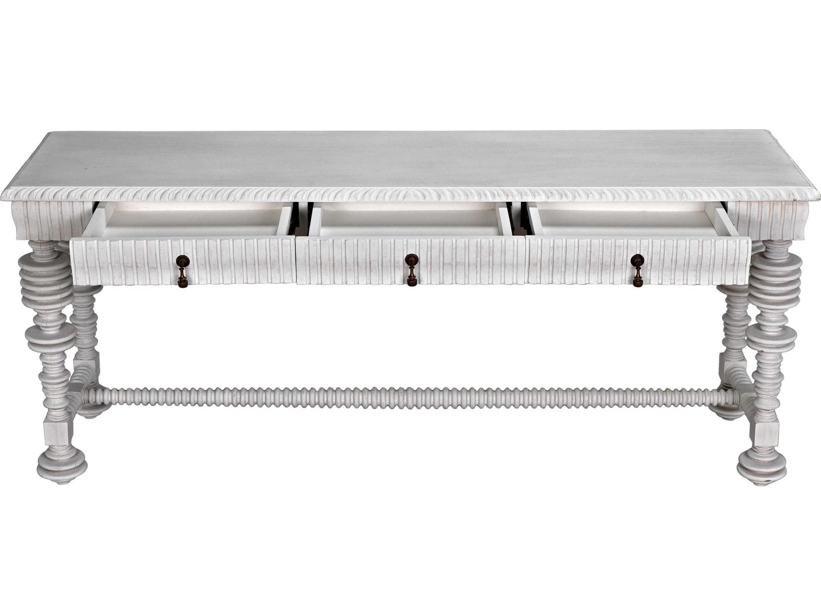 Noir Rectangular Wood White Wash Console Table