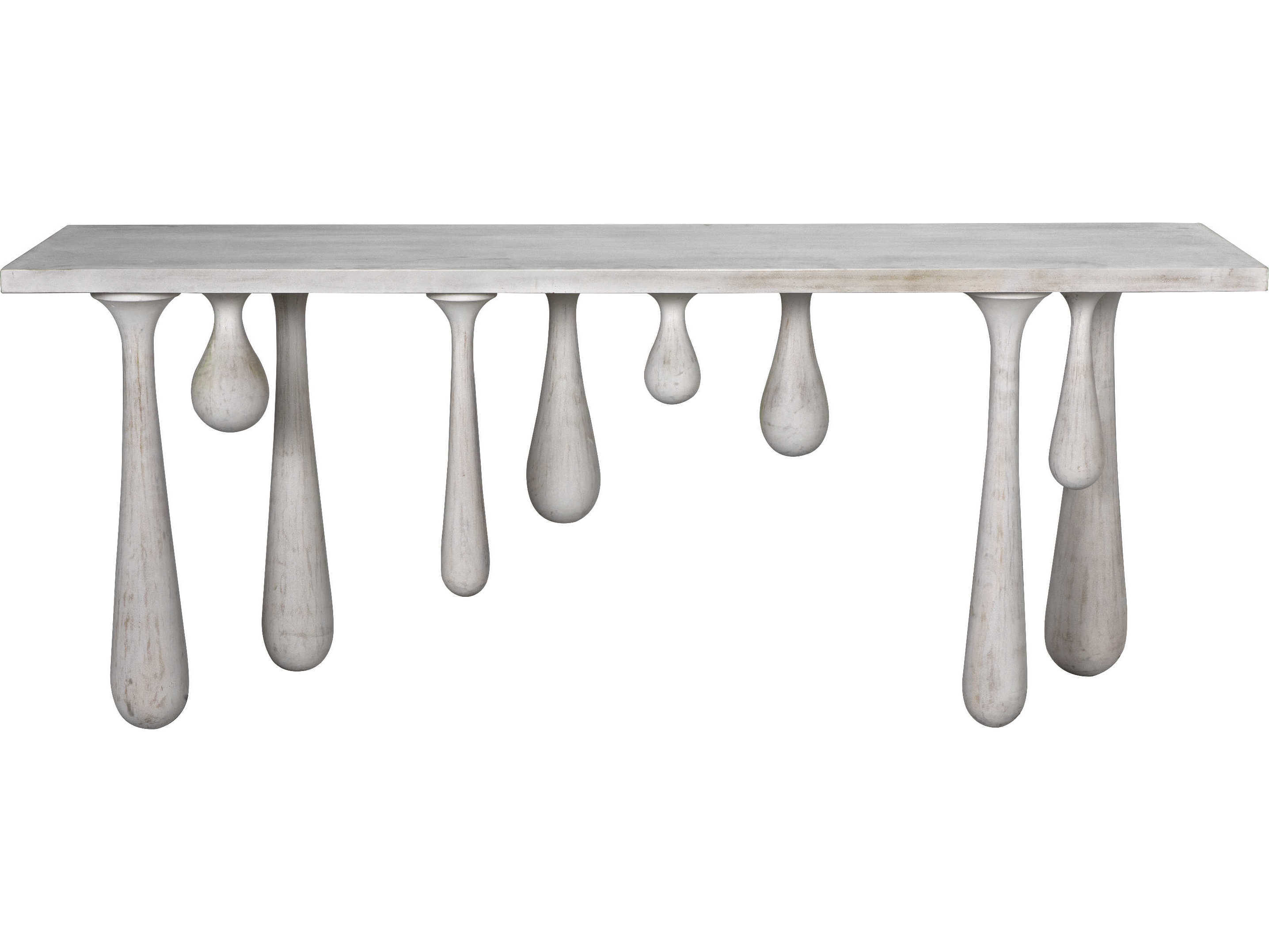 Noir Drop Rectangular Wood White Wash Console Table