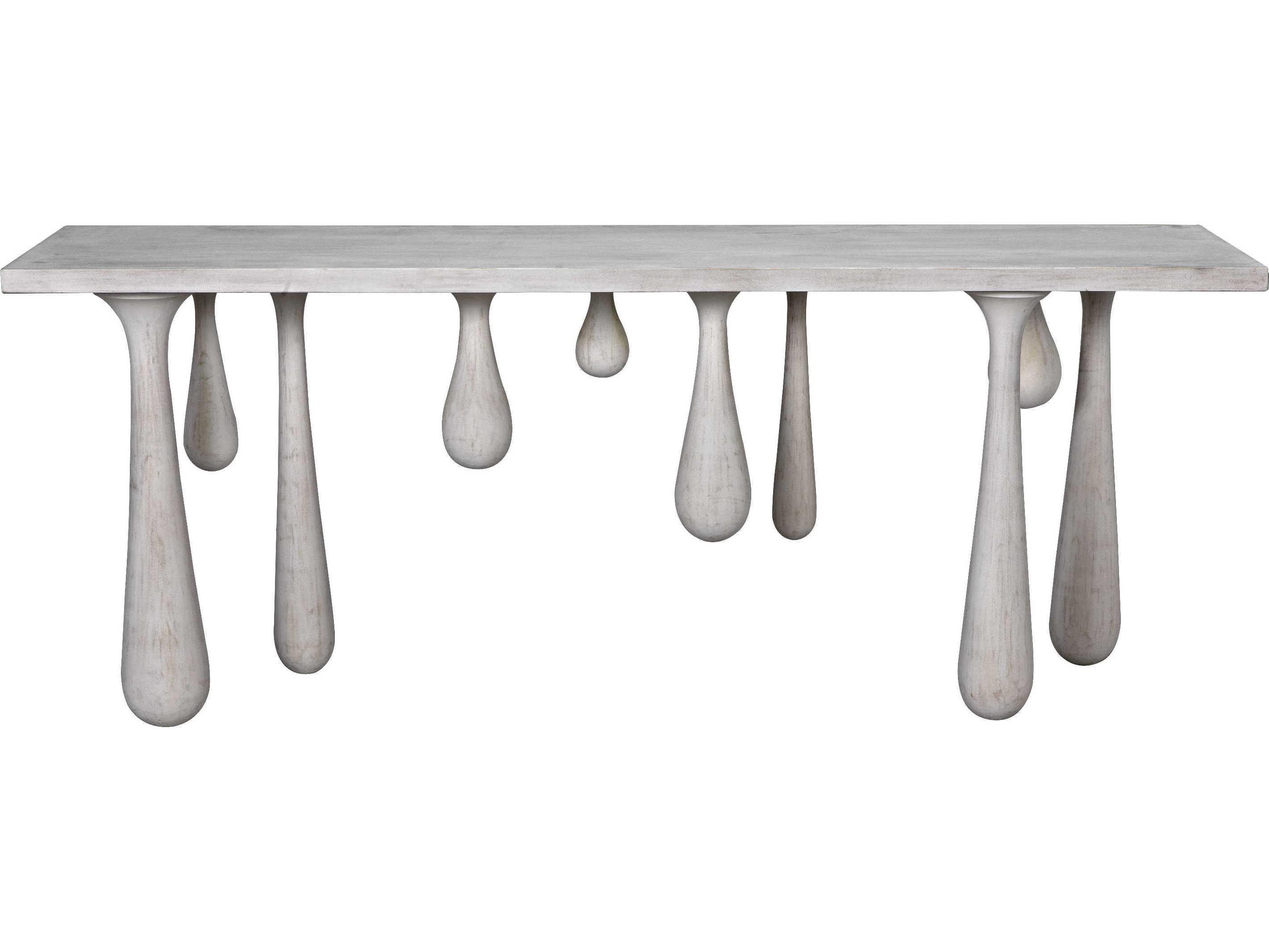 Noir Drop Rectangular Wood White Wash Console Table