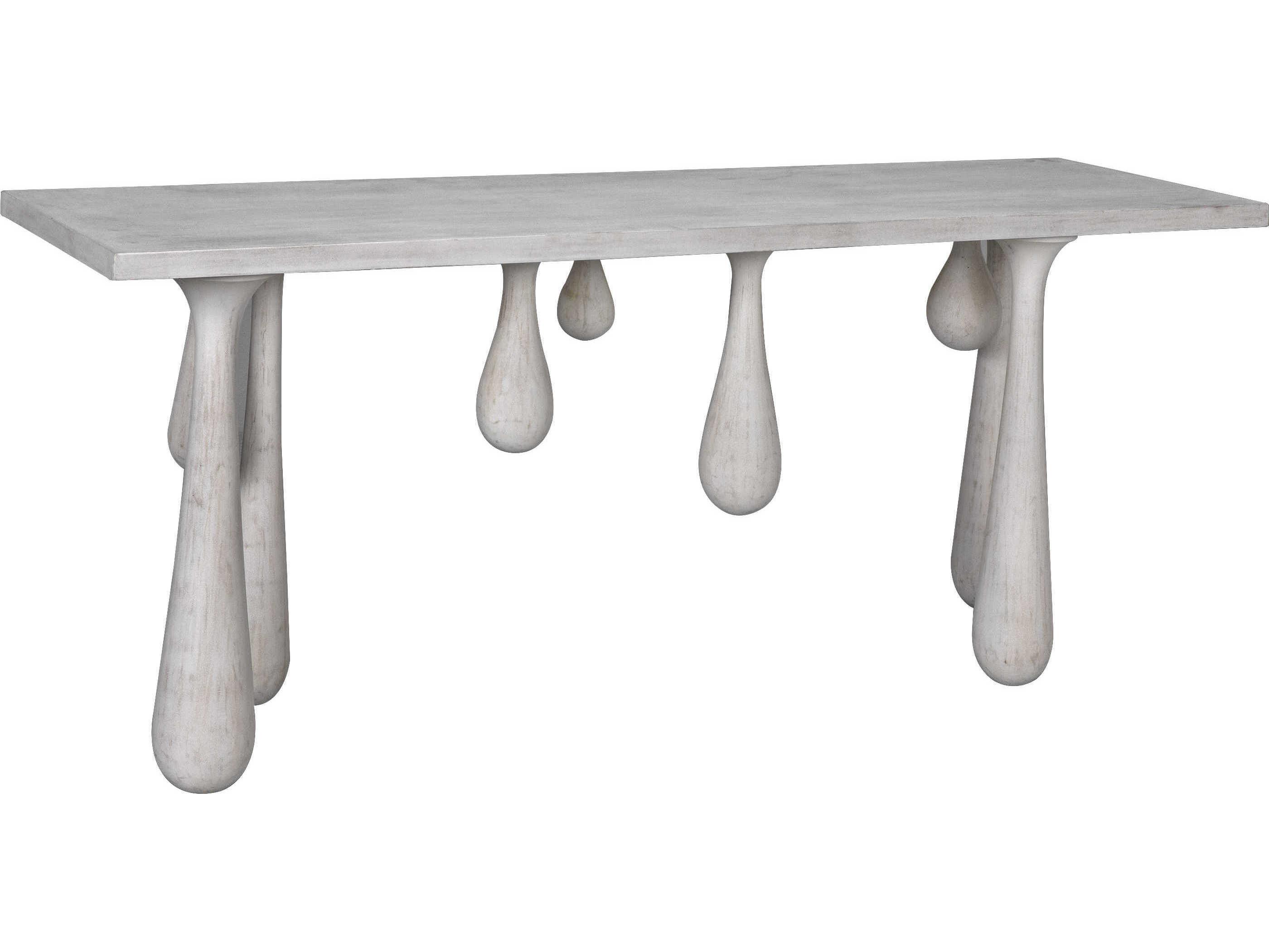 Noir Drop Rectangular Wood White Wash Console Table