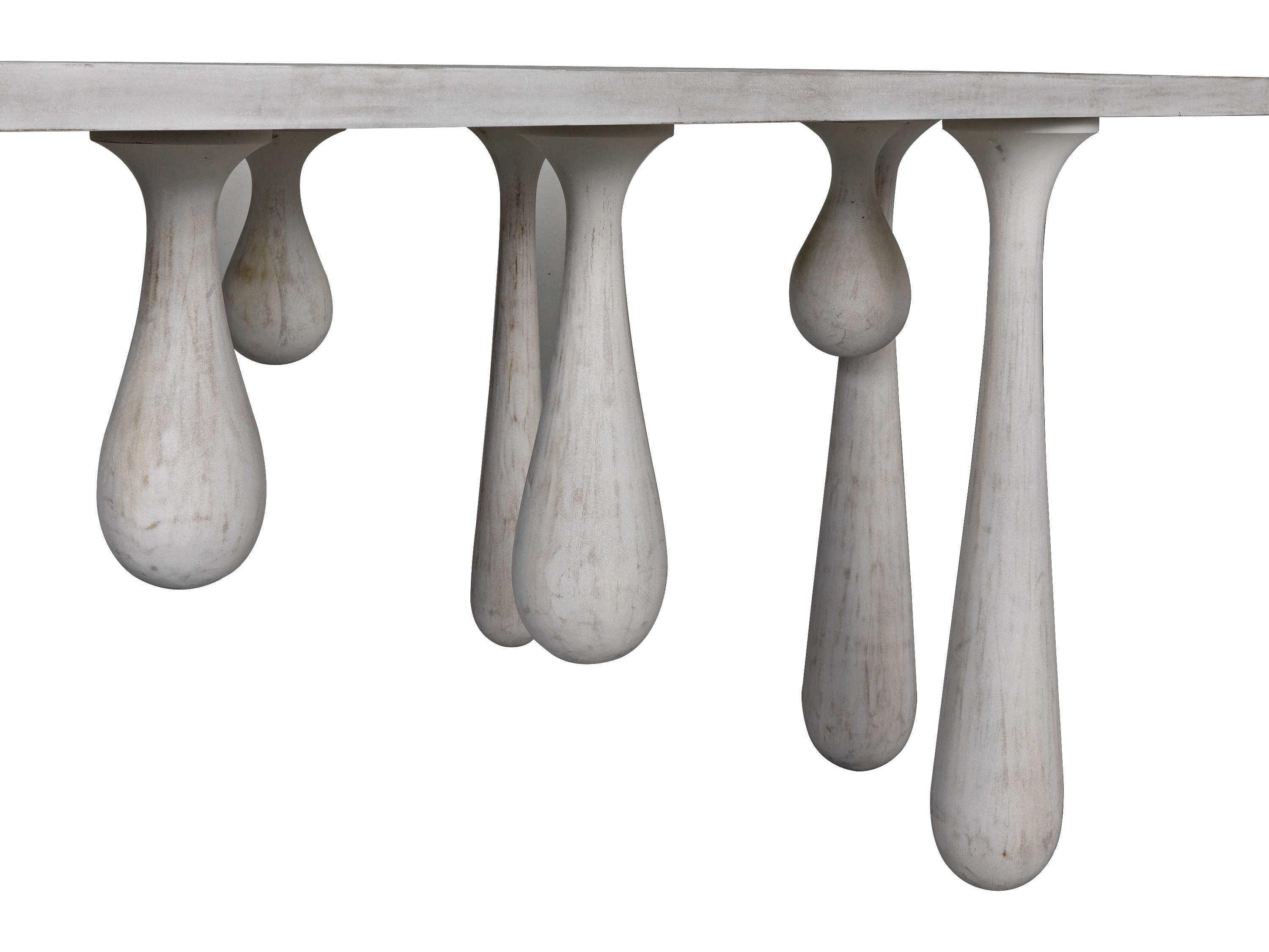 Noir Drop Rectangular Wood White Wash Console Table