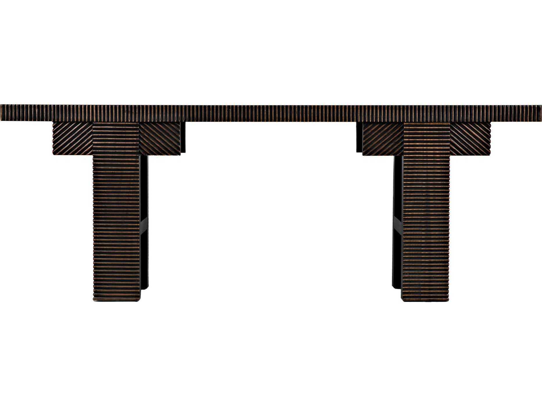 Noir Rectangular Wood Black With Light Brown Trim Console Table