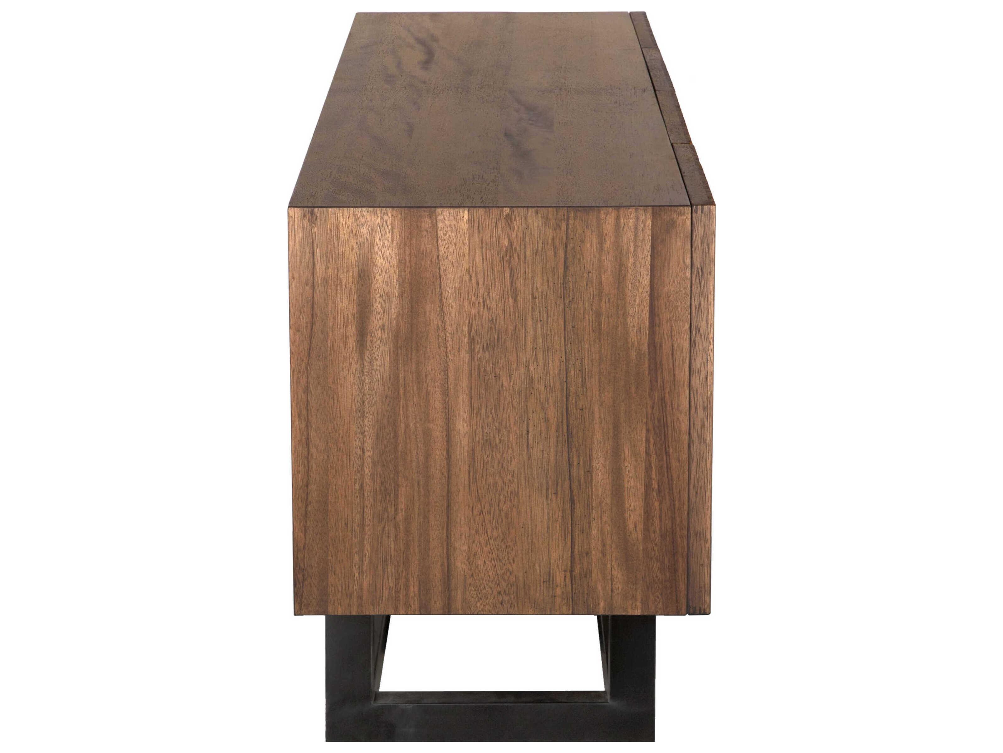 Noir Thomson 80" Walnut Wood Dark With Matte Black Sideboard