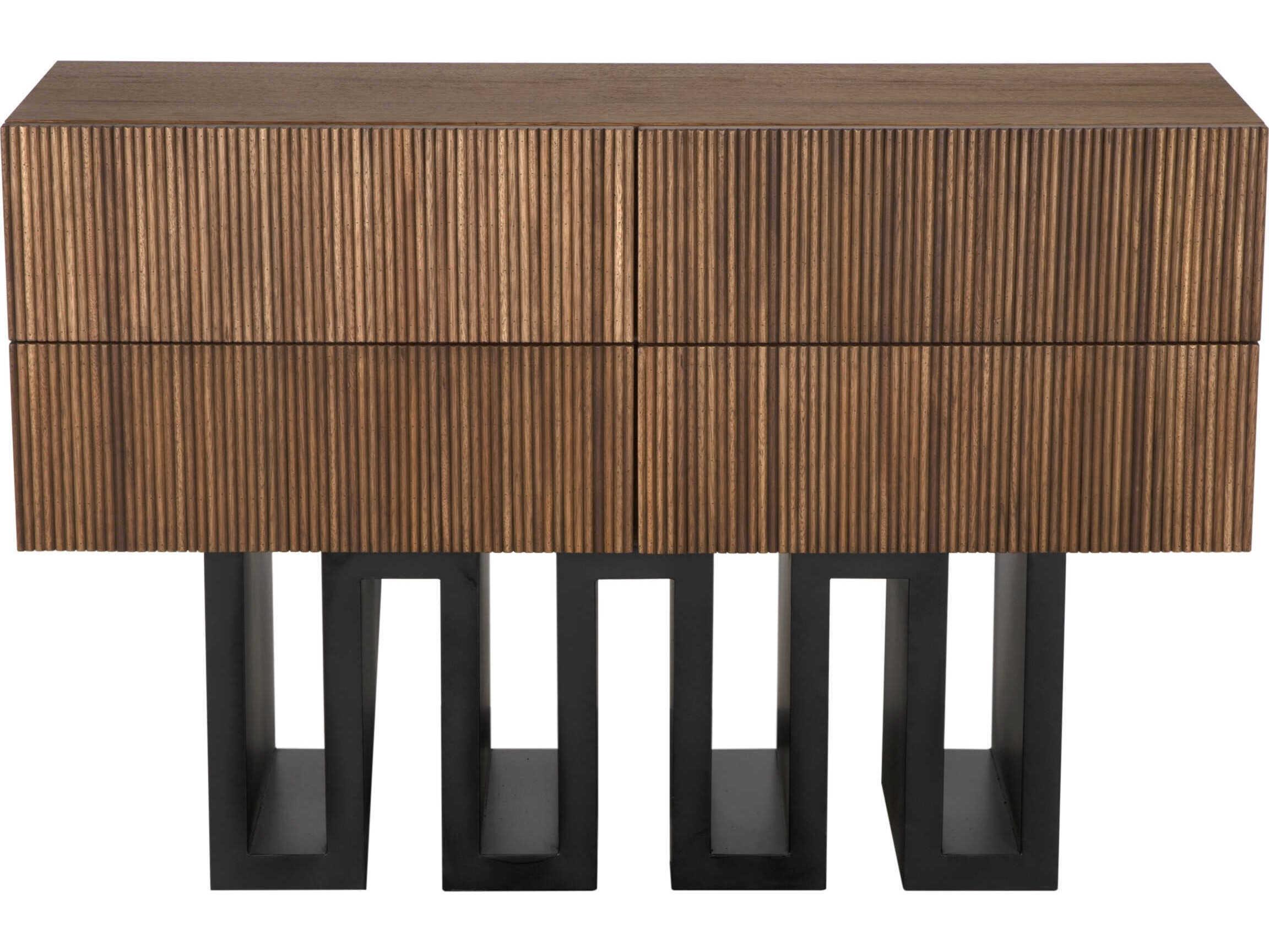 Noir Nova 46" Walnut Wood Dark With Matte Black Sideboard