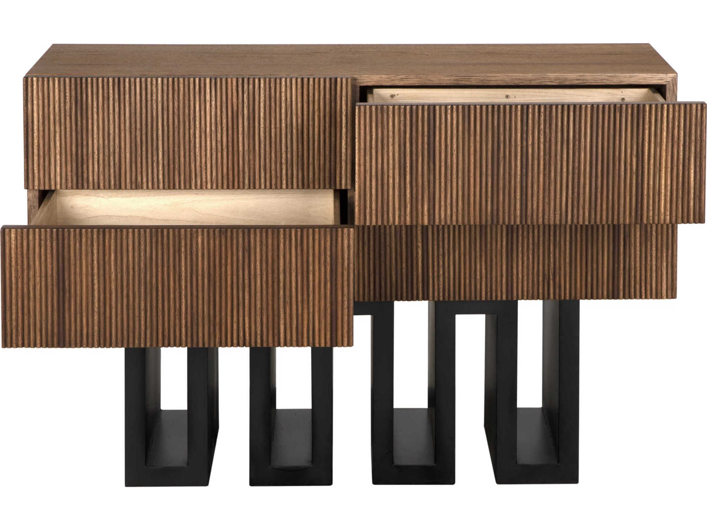 Noir Nova 46" Walnut Wood Dark With Matte Black Sideboard