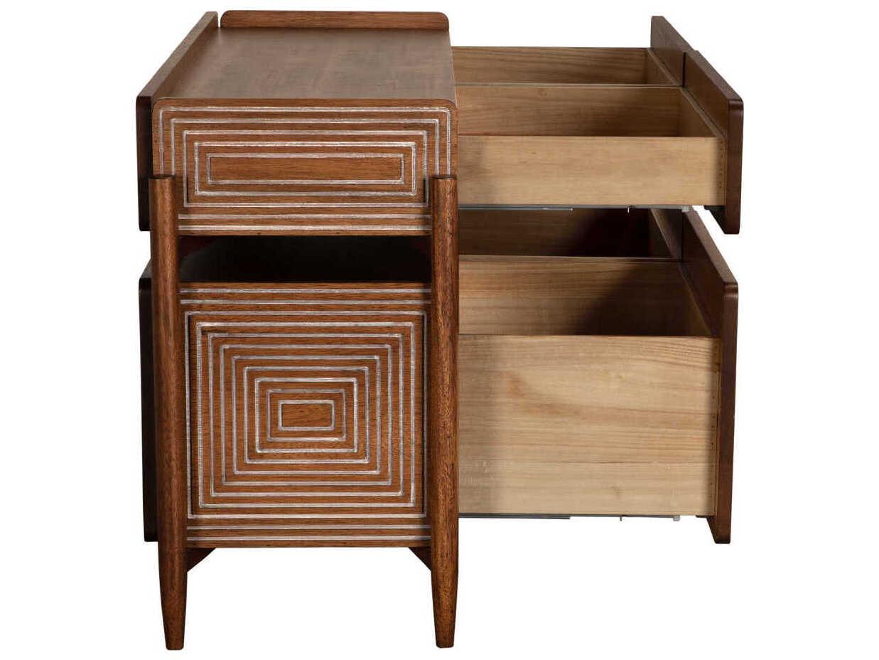 Noir Savino 60" Walnut Wood Dark Sideboard