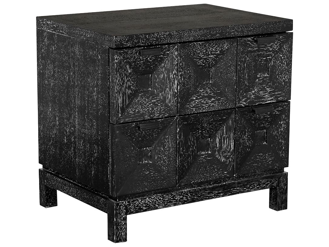Noir Musashi 2-Drawers Walnut Wood Nightstand