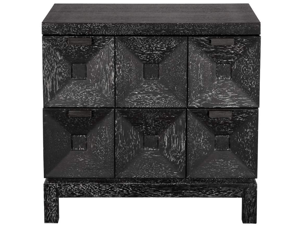 Noir Musashi 2-Drawers Walnut Wood Nightstand