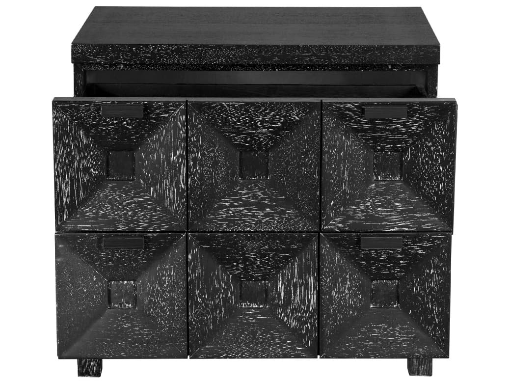 Noir Musashi 2-Drawers Walnut Wood Nightstand