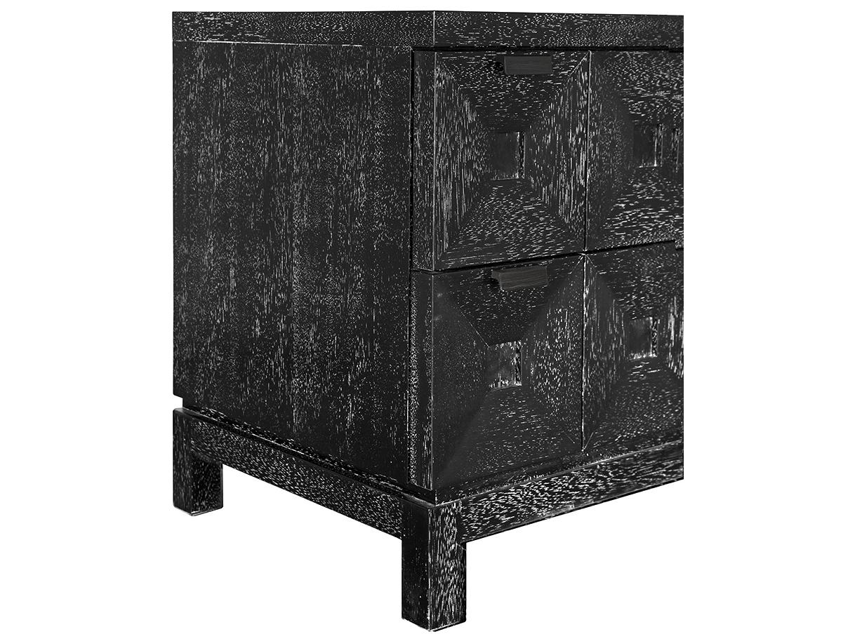 Noir Musashi 2-Drawers Walnut Wood Nightstand