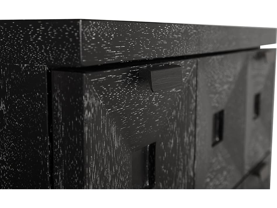 Noir Musashi 2-Drawers Walnut Wood Nightstand