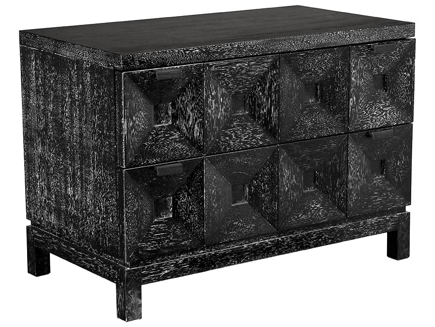 Noir Musashi 3-Drawers Walnut Wood Double Dresser